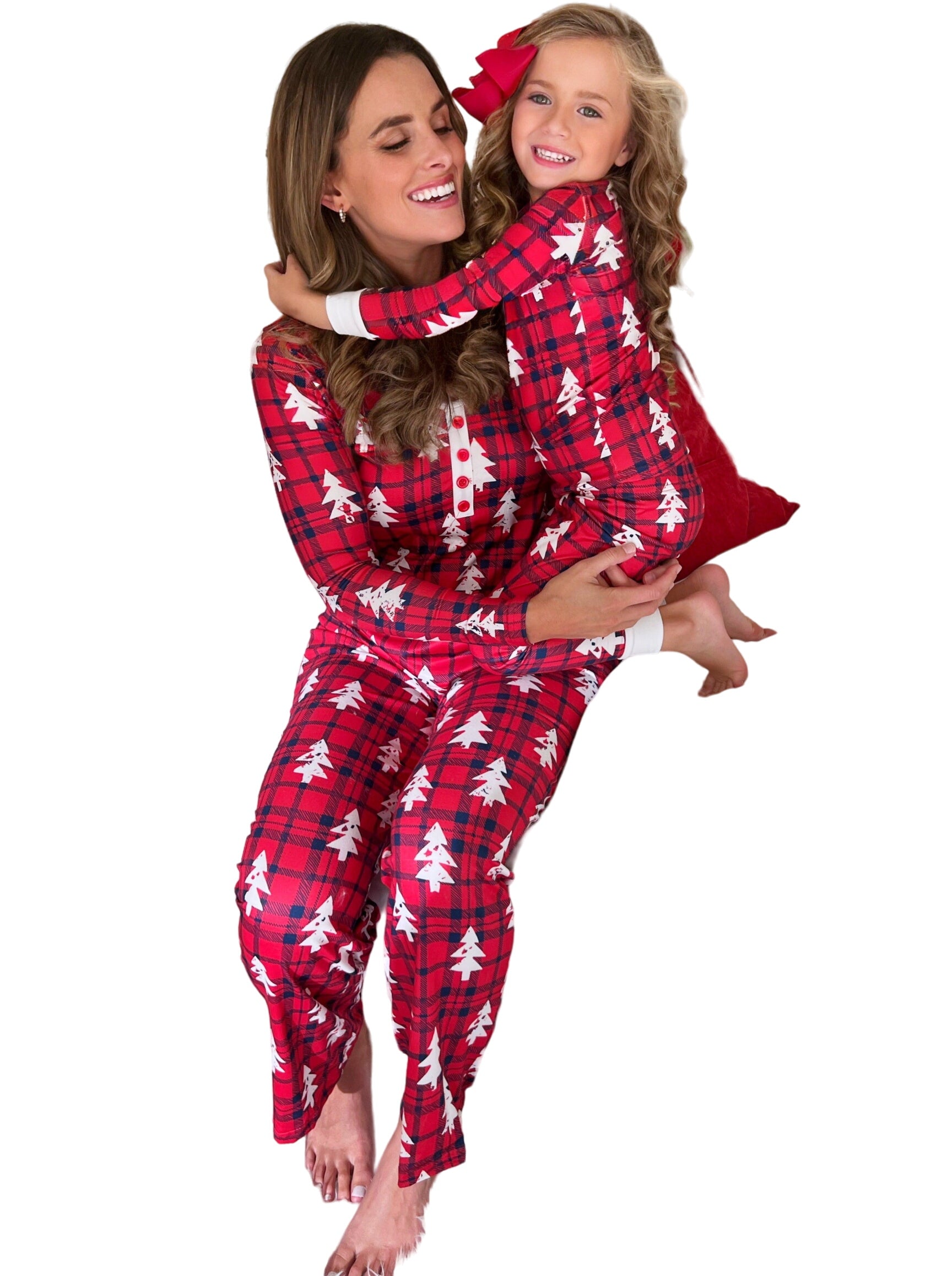 Mommy And Me Plaid Present Pajama Set