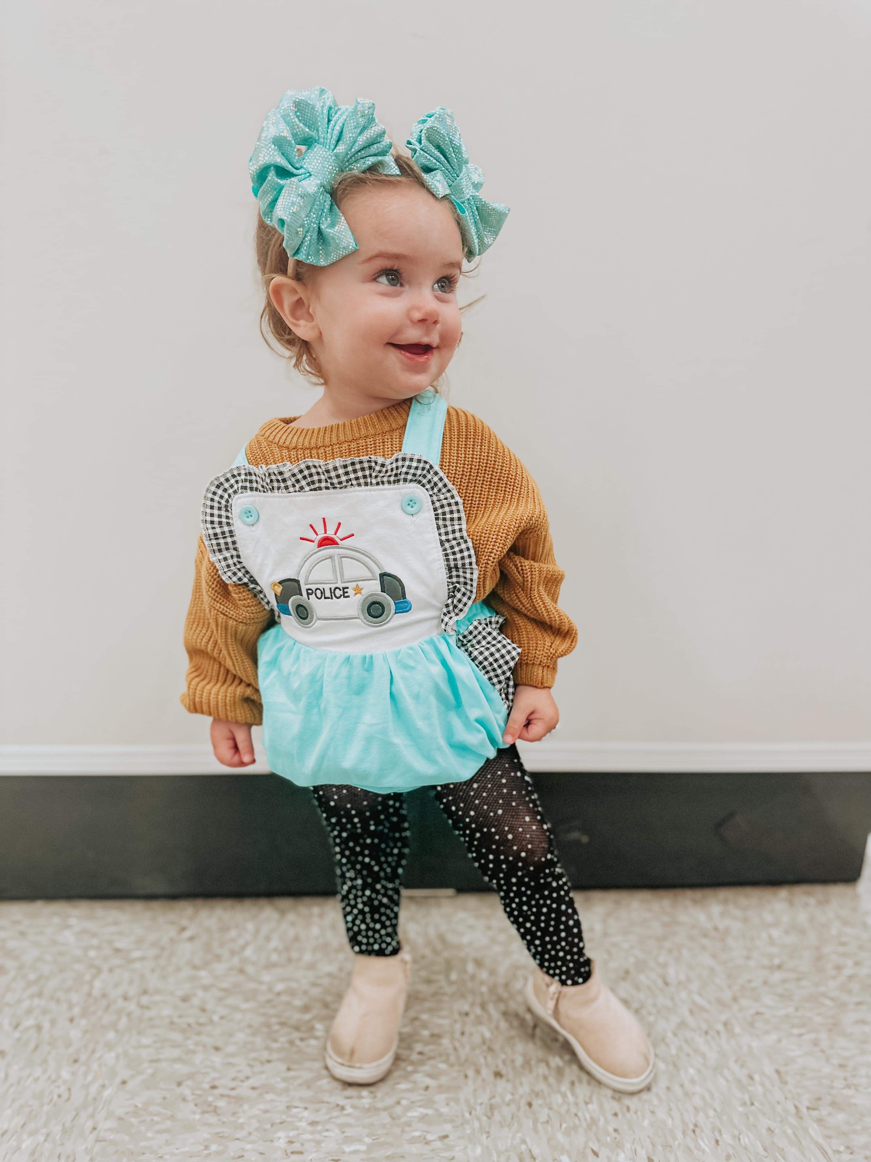 Baby Girl Police Bubble Romper Only