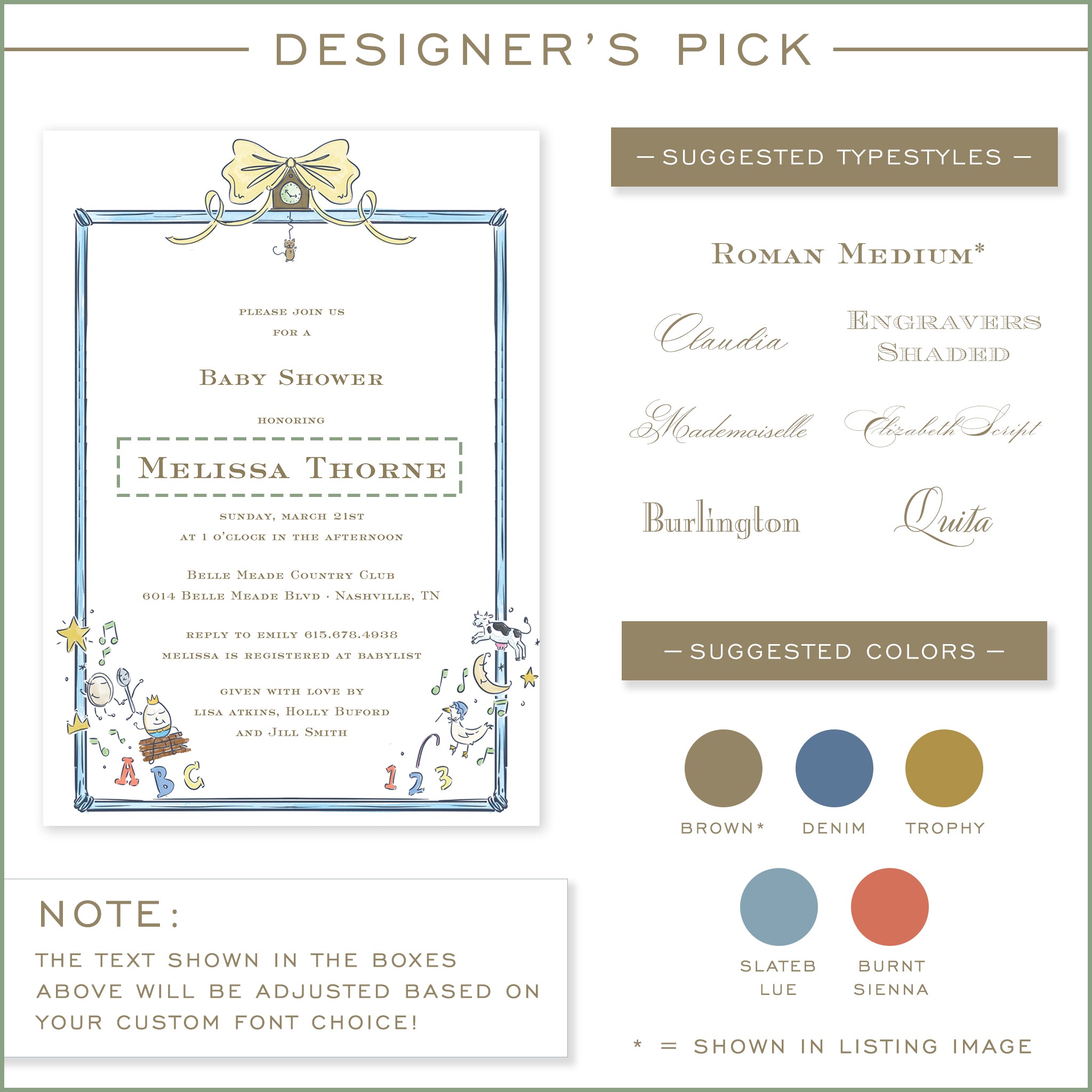 Blue Hickory Dickory Party Invitation