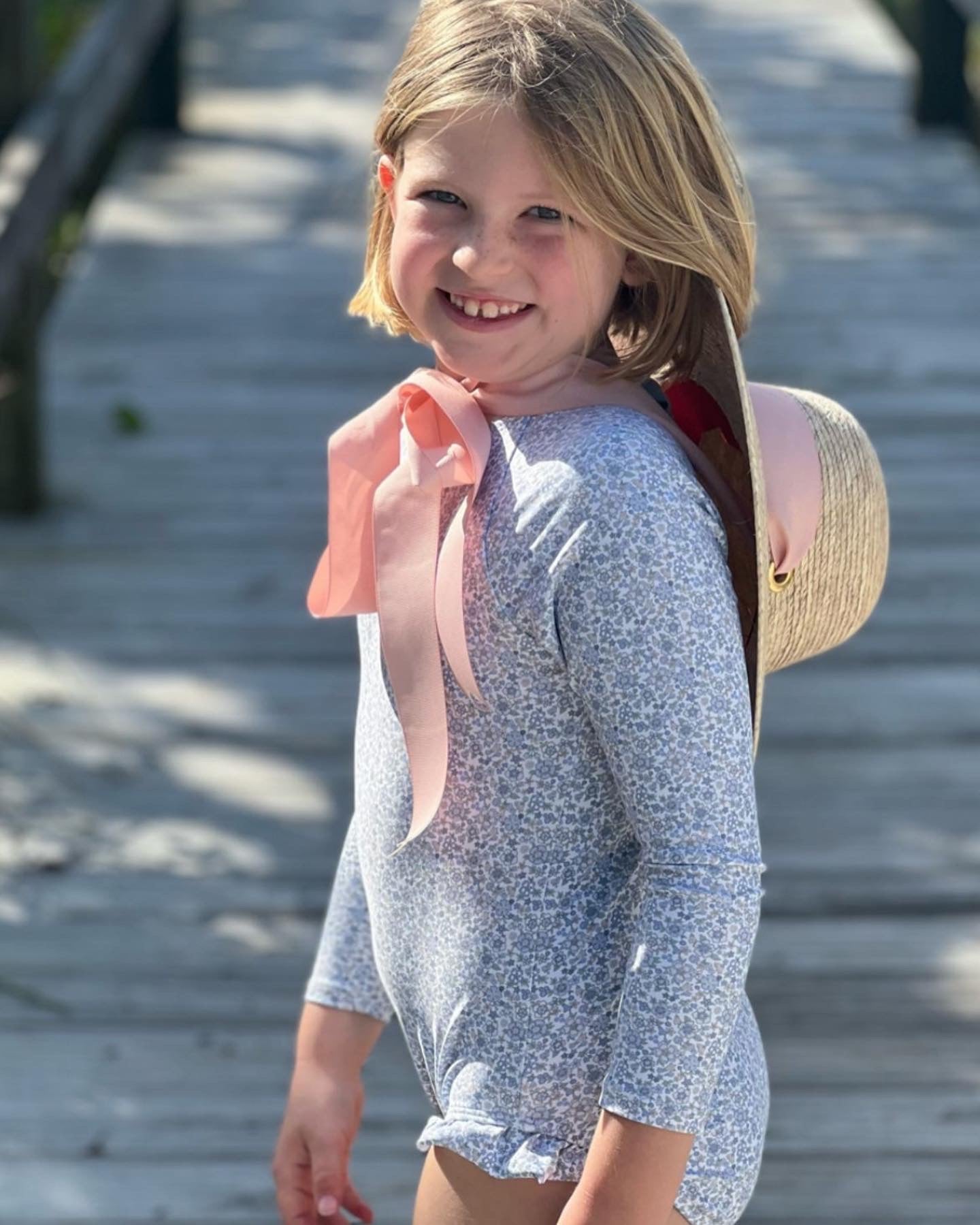 Buttercup Little Girl’s Hat - Peachy Pink Grosgrain