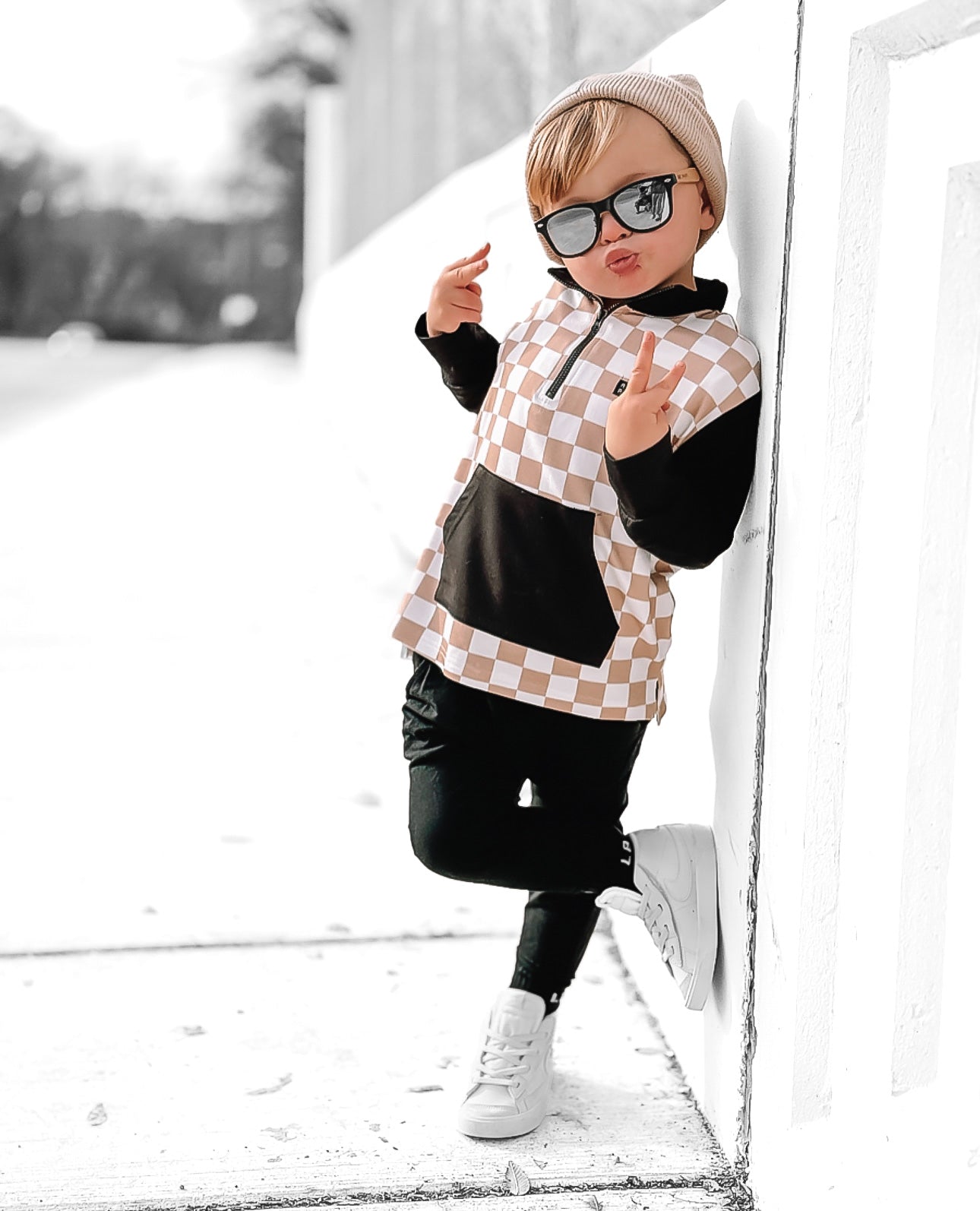 Bamboo Checkered Color Block Pullover