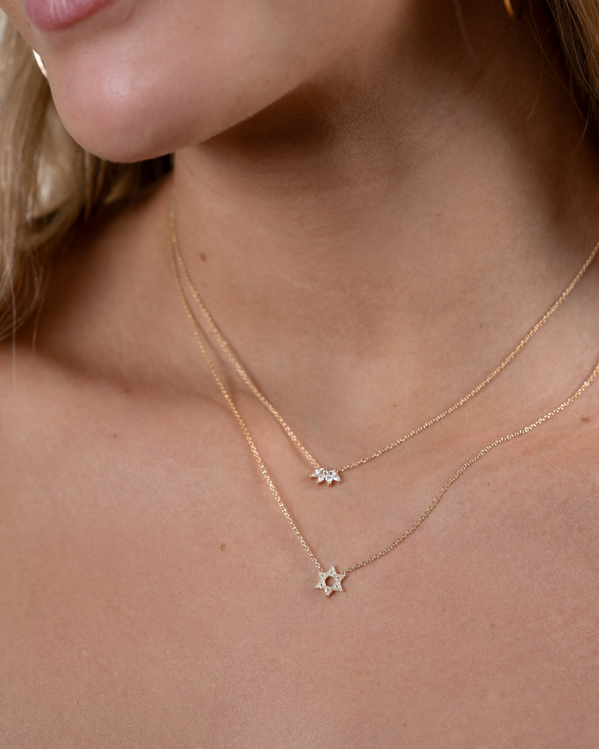 Diamond Open Star Of David Necklace