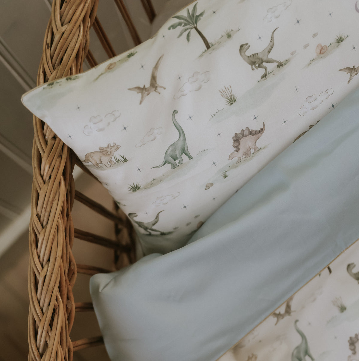 Dino Dreams Toddler Pillow - Sage