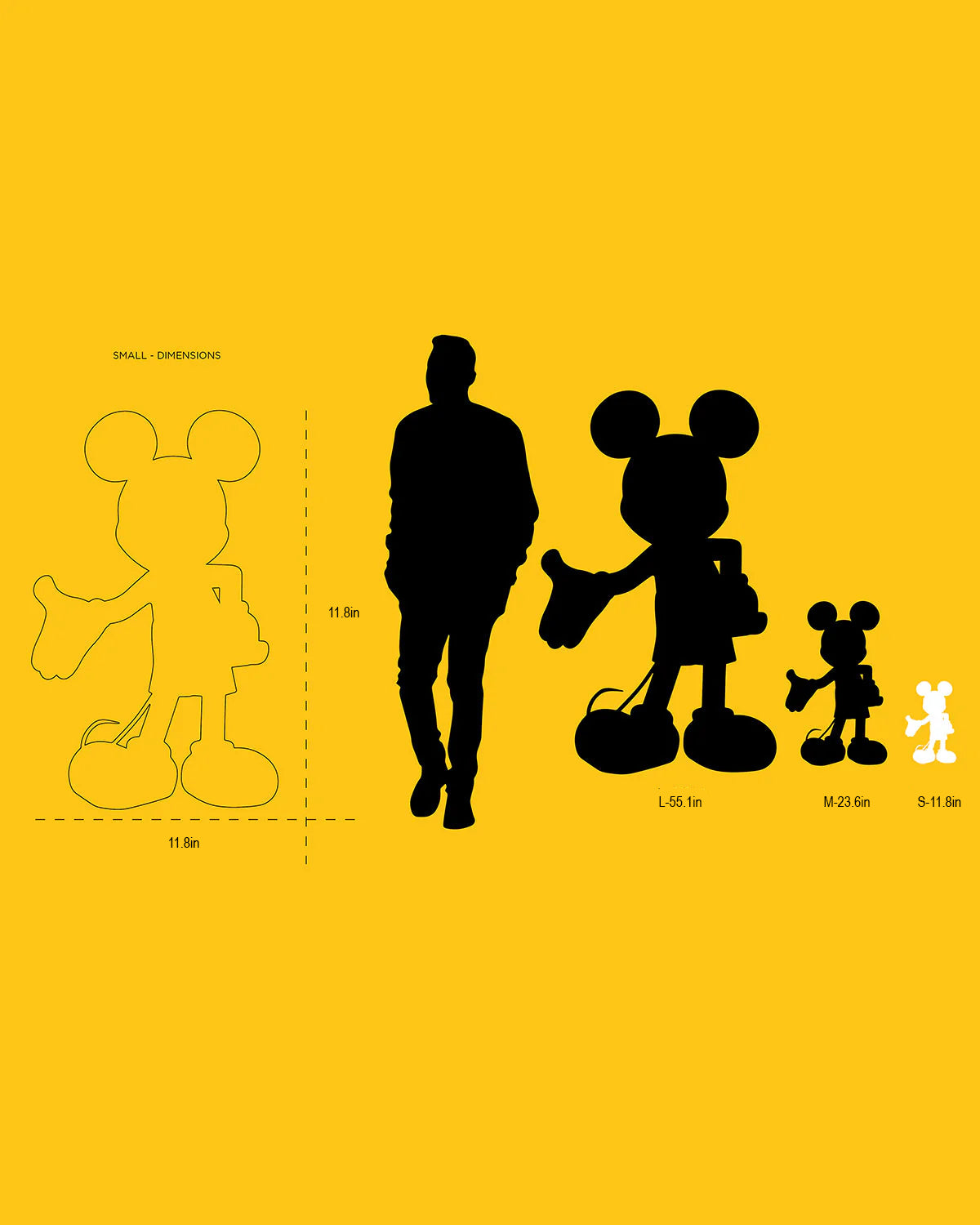 Mickey Mouse Hoppen Taupe, Black & Gold 12in