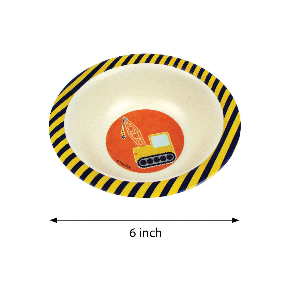 Tinymills 5-piece Eco-friendly Plant Fiber Dinnerware Set With Construction Trucks Design