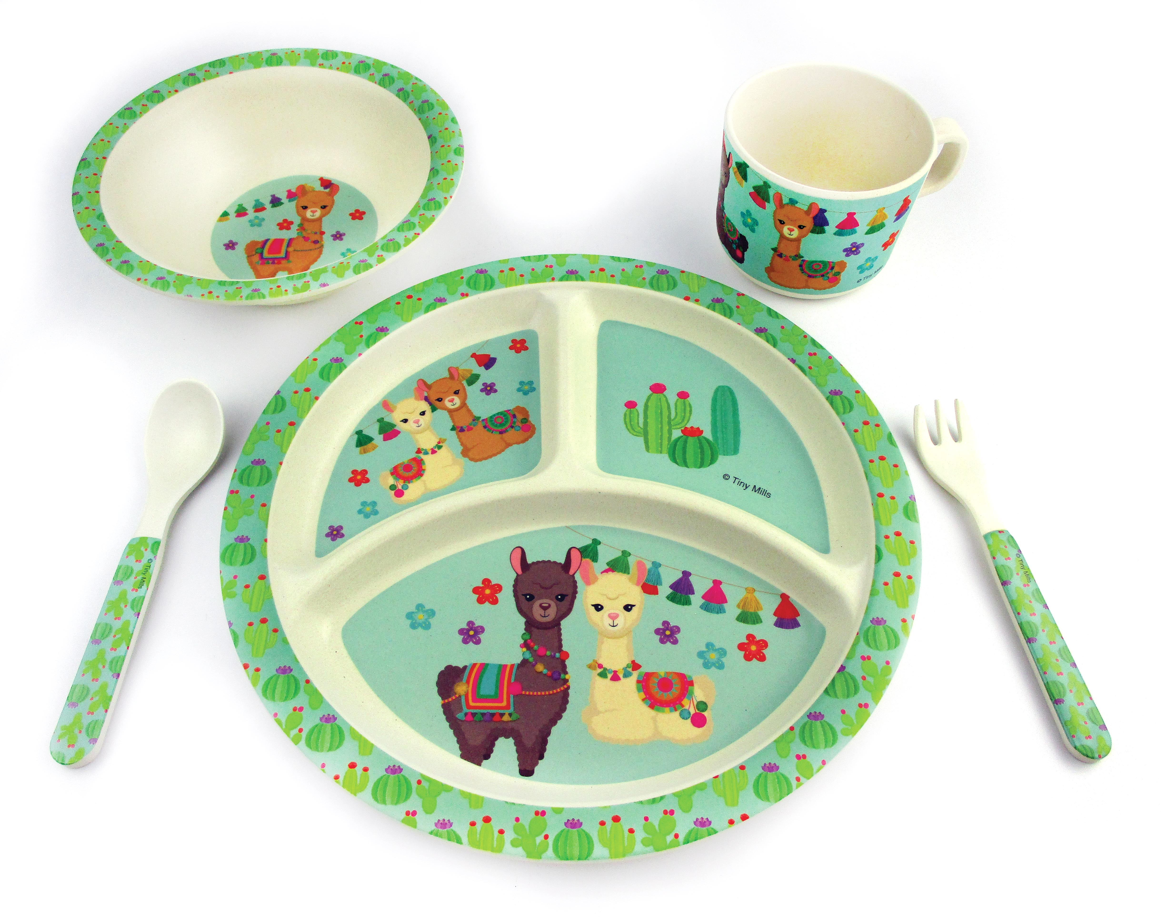 Tinymills 5-piece Eco-friendly Plant Fiber Dinnerware Set With Llama Design