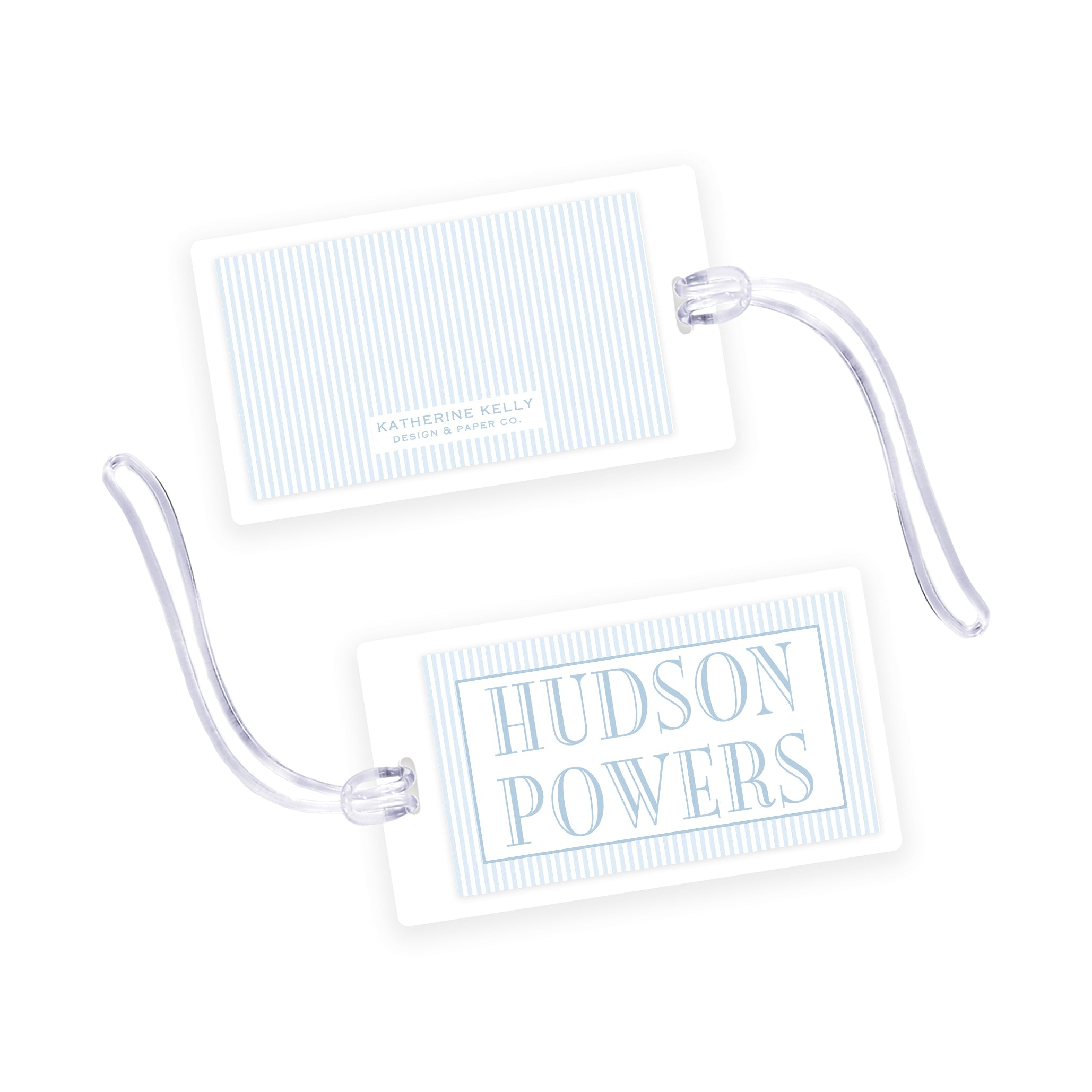Blue Stripe Laminated Bag Tag
