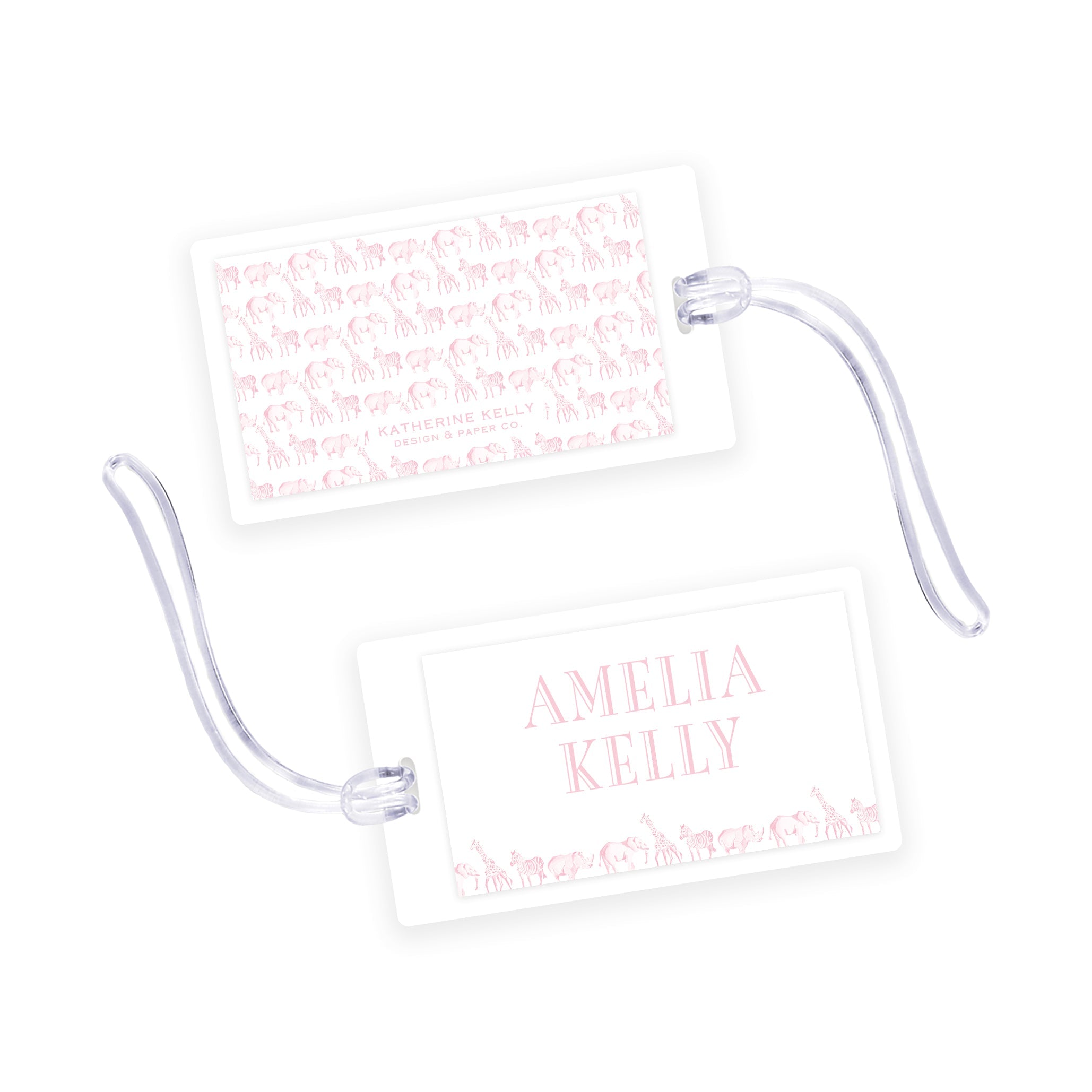 Pink Safari Laminated Bag Tag