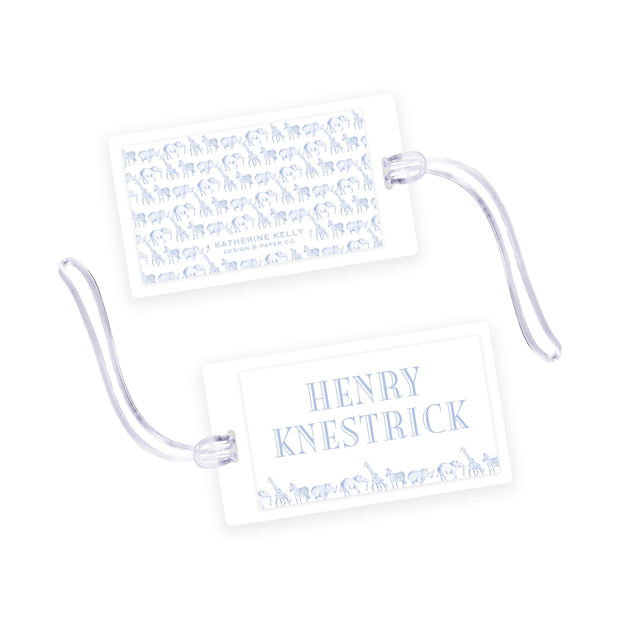 Blue Safari Laminated Bag Tag
