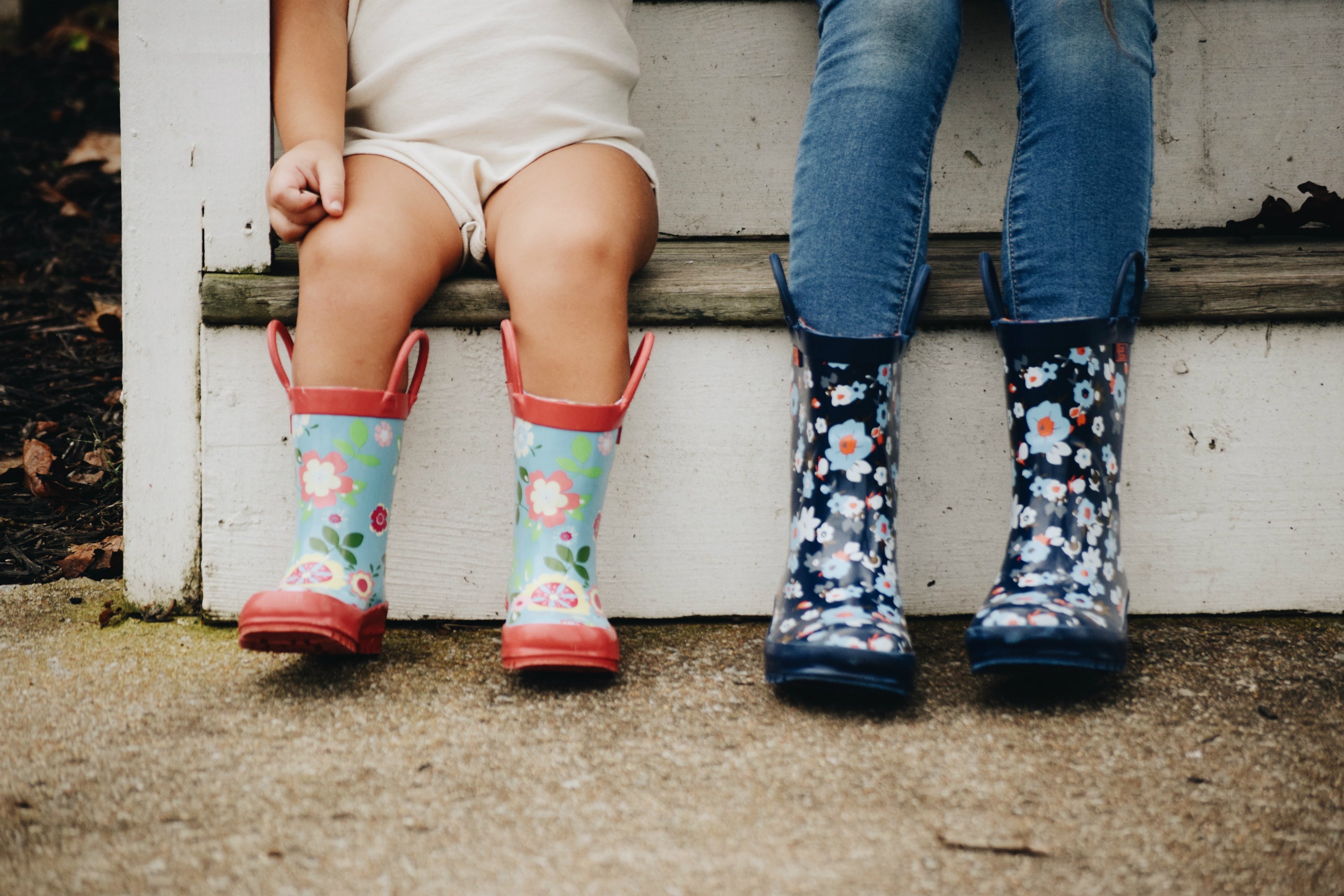 Navy Flower Rain Boot