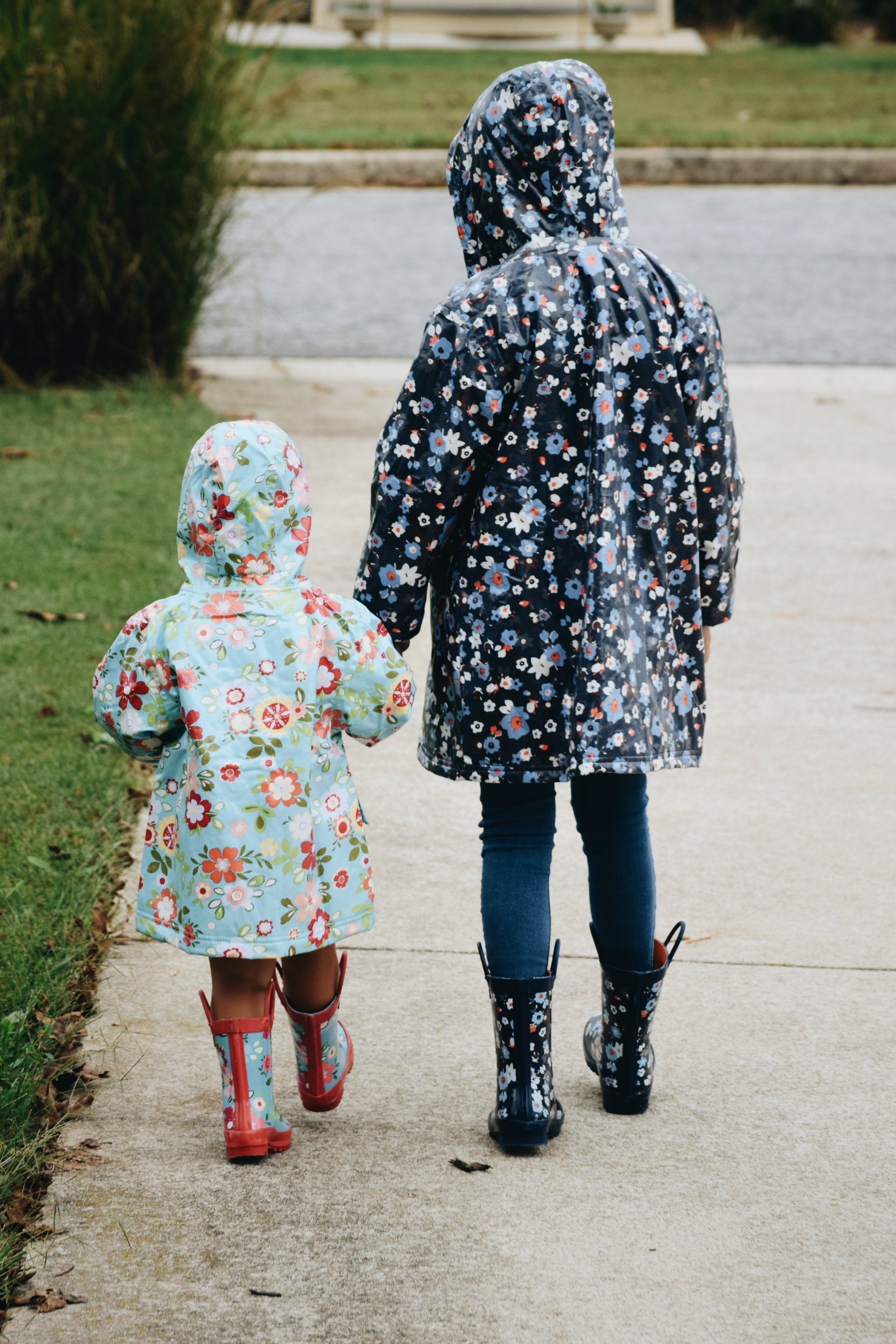 Blue Floral Raincoat