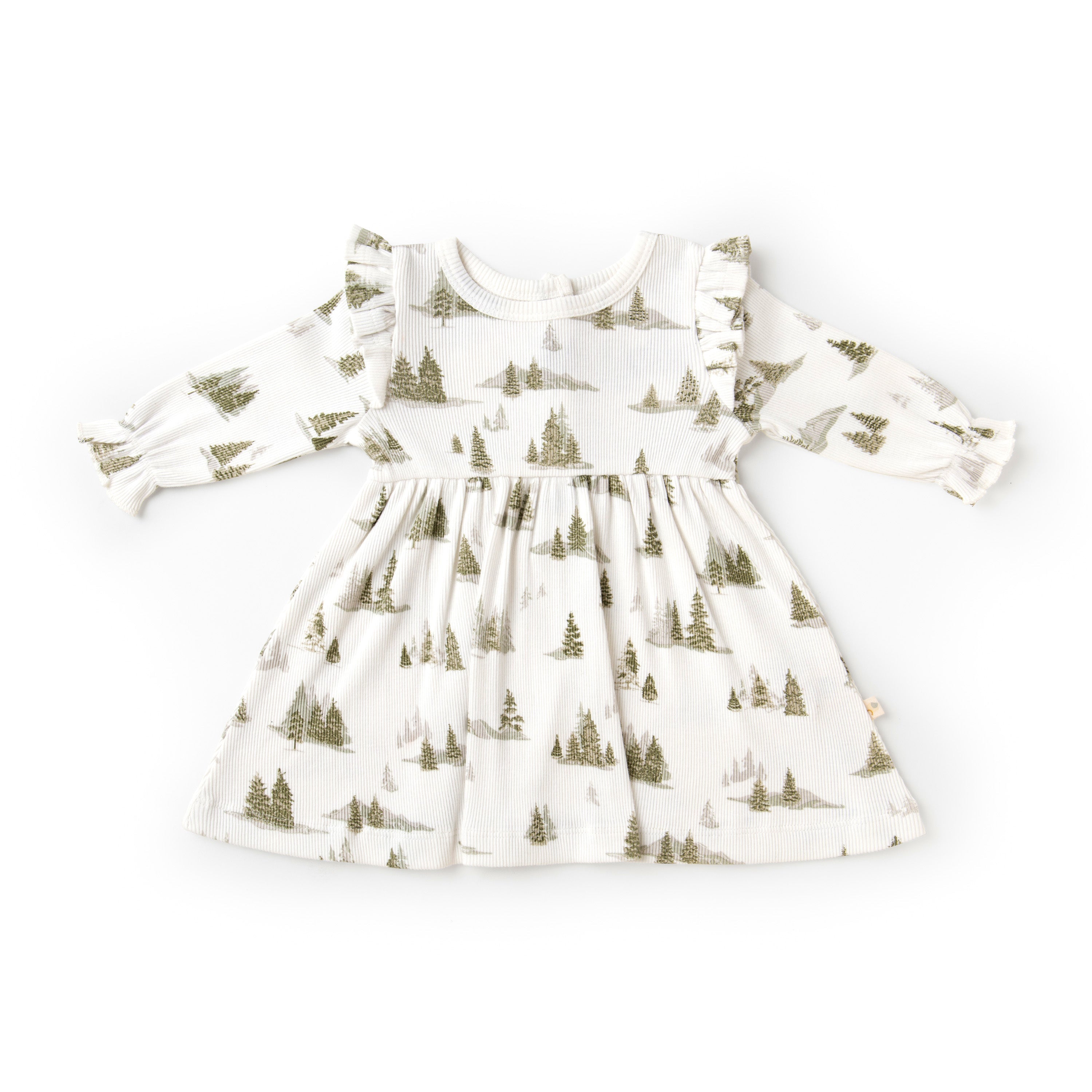 Organic Ruffle Dress - Frosted Fir