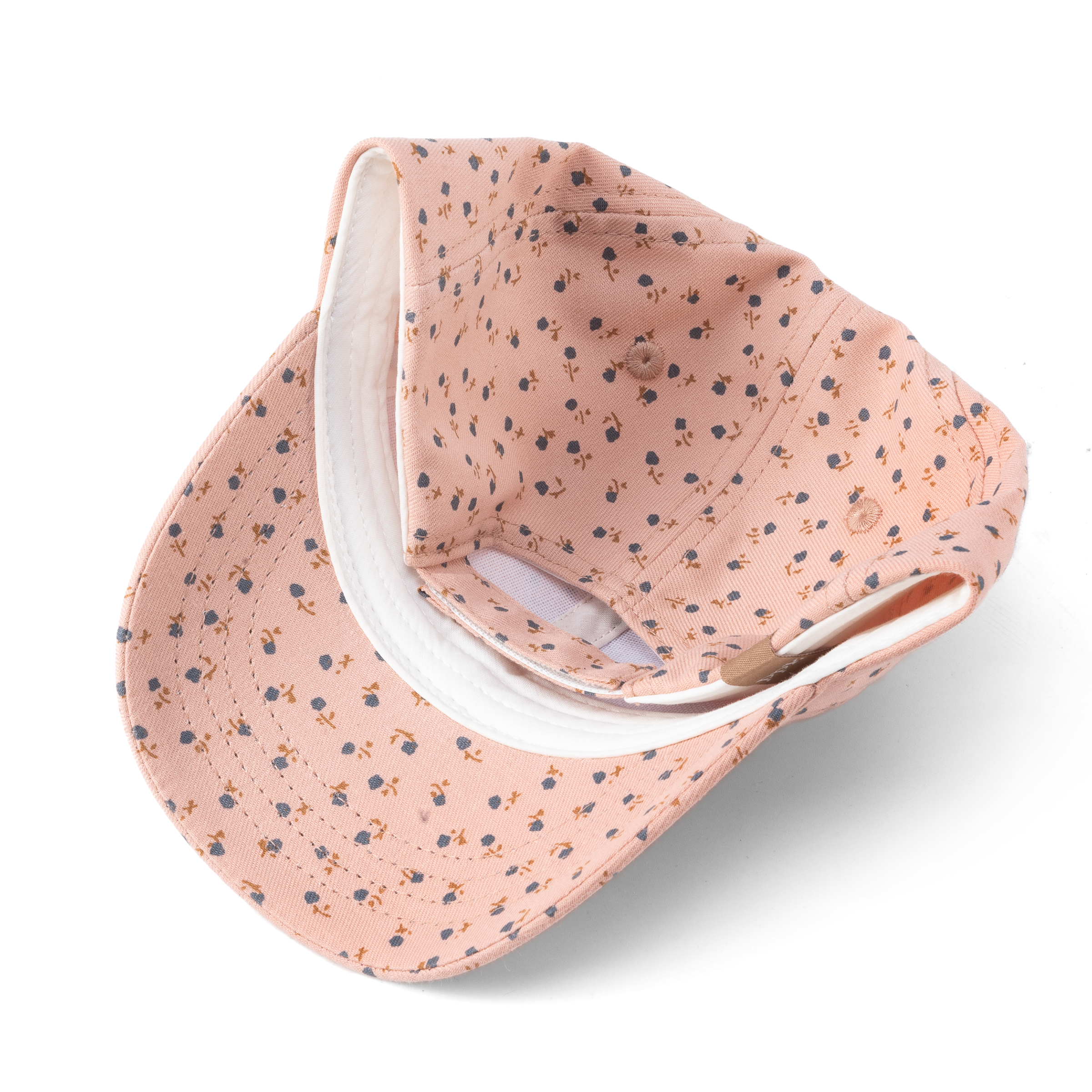 Ditsy Floral Print Kids Baseball Cap (age 3-6/7y) For Toddler And Little Girls, Natural Cotton- Mauve Pink