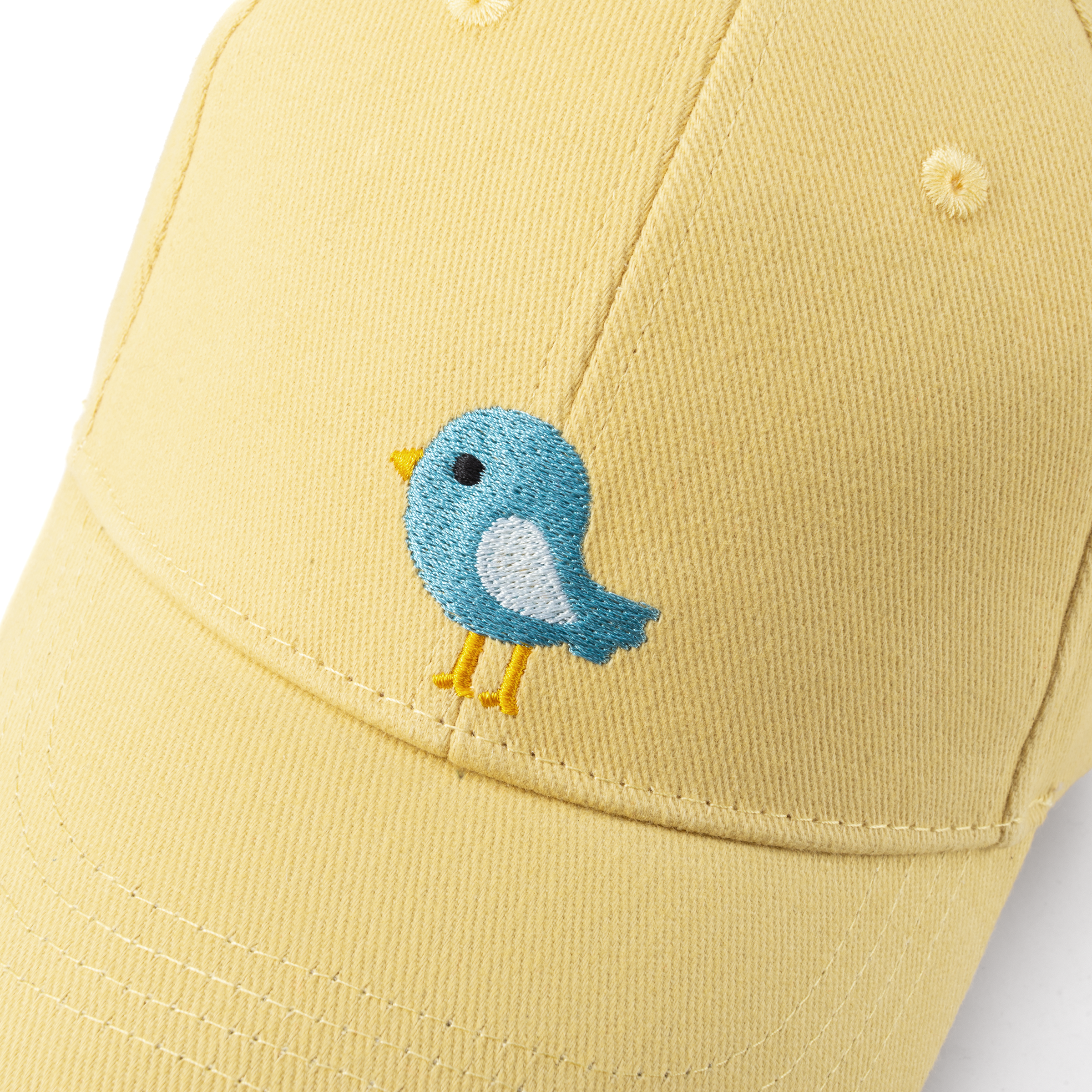 Girls Bird Patch Baseball Cap (age 3-6/7y) For Toddler And Little Girls, Natural Cotton- Vintage Yellow