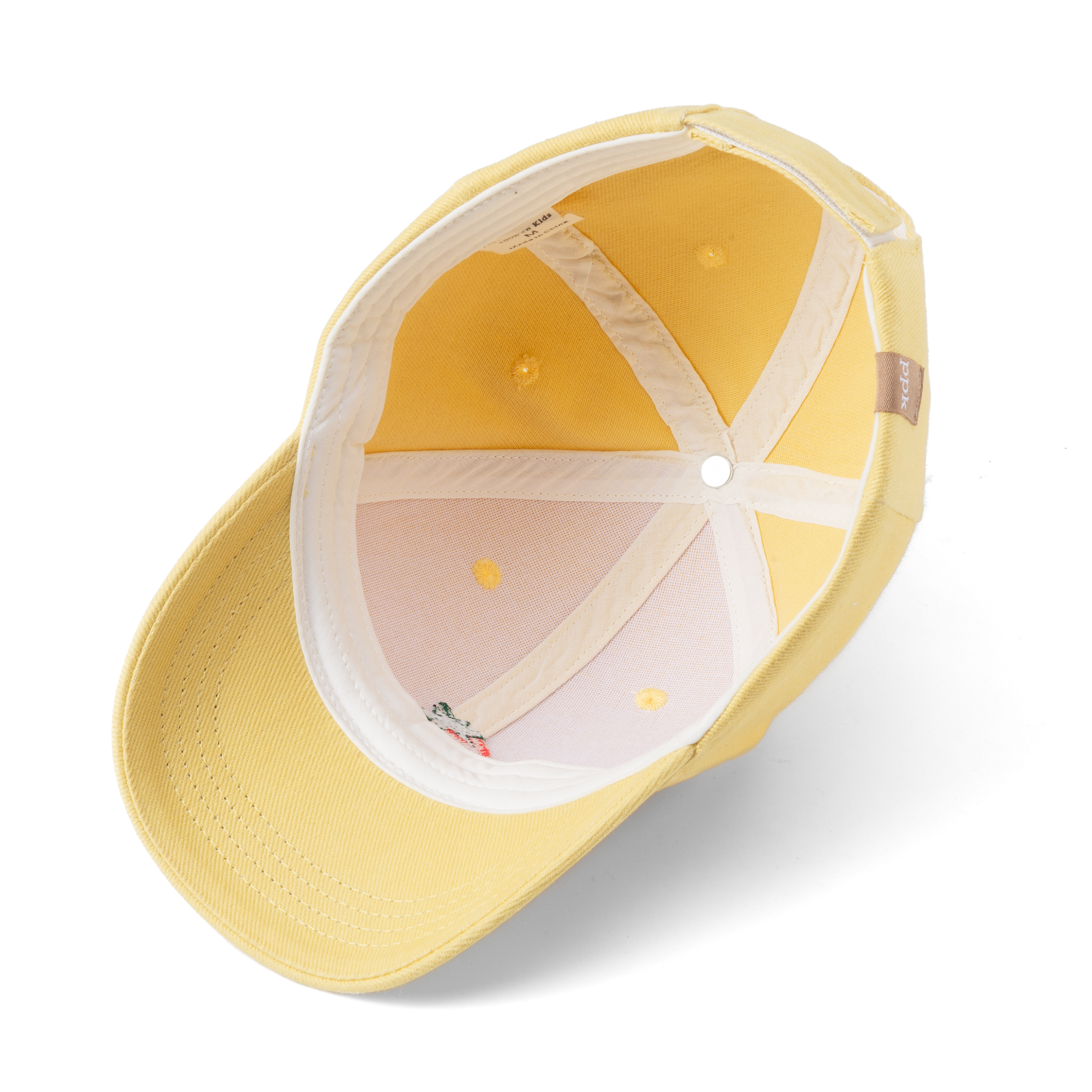 Girls Strawberry Baseball Hat, Vintage Yellow Cotton, Adjustable Sun Cap 3-7y