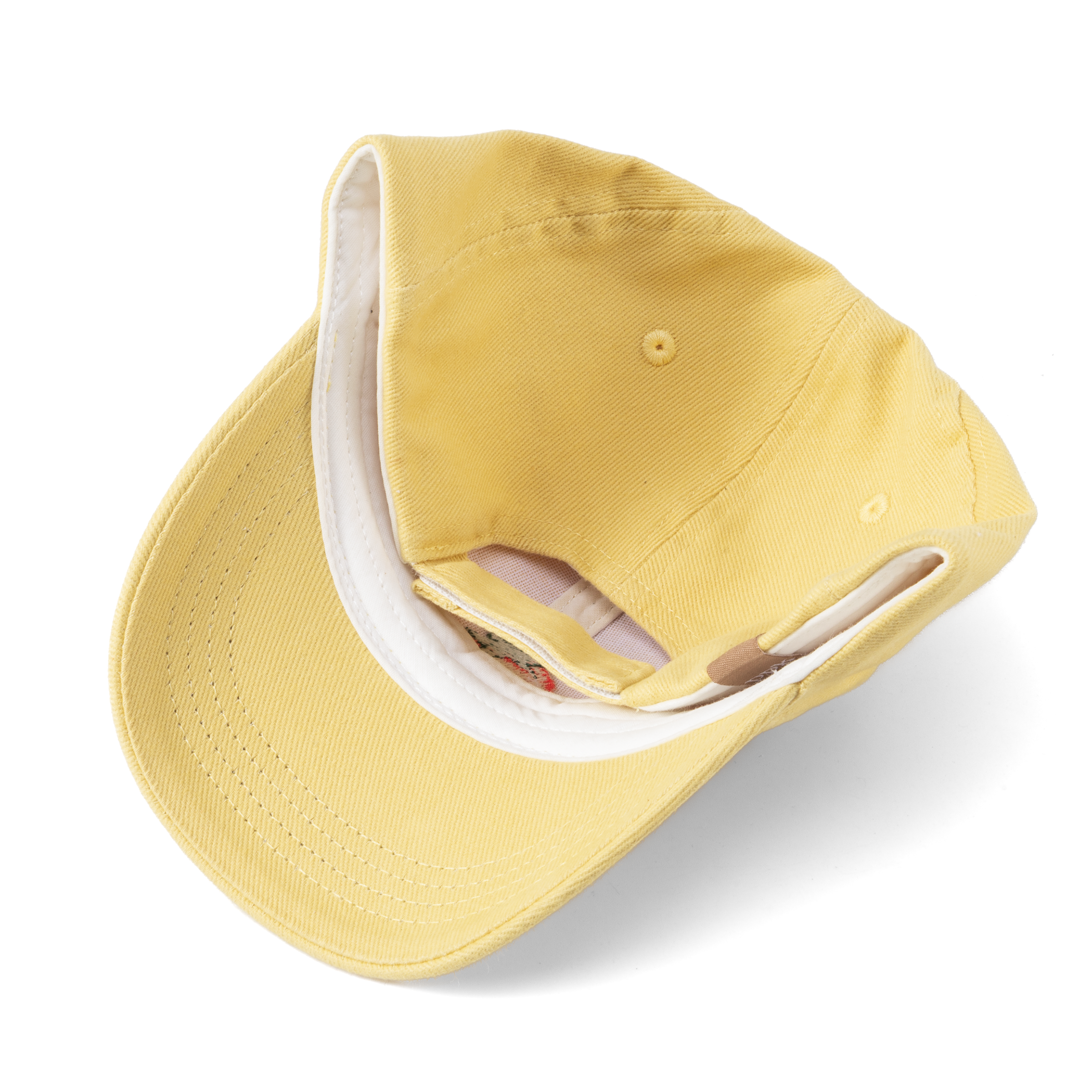 Girls Strawberry Baseball Hat, Vintage Yellow Cotton, Adjustable Sun Cap 3-7y
