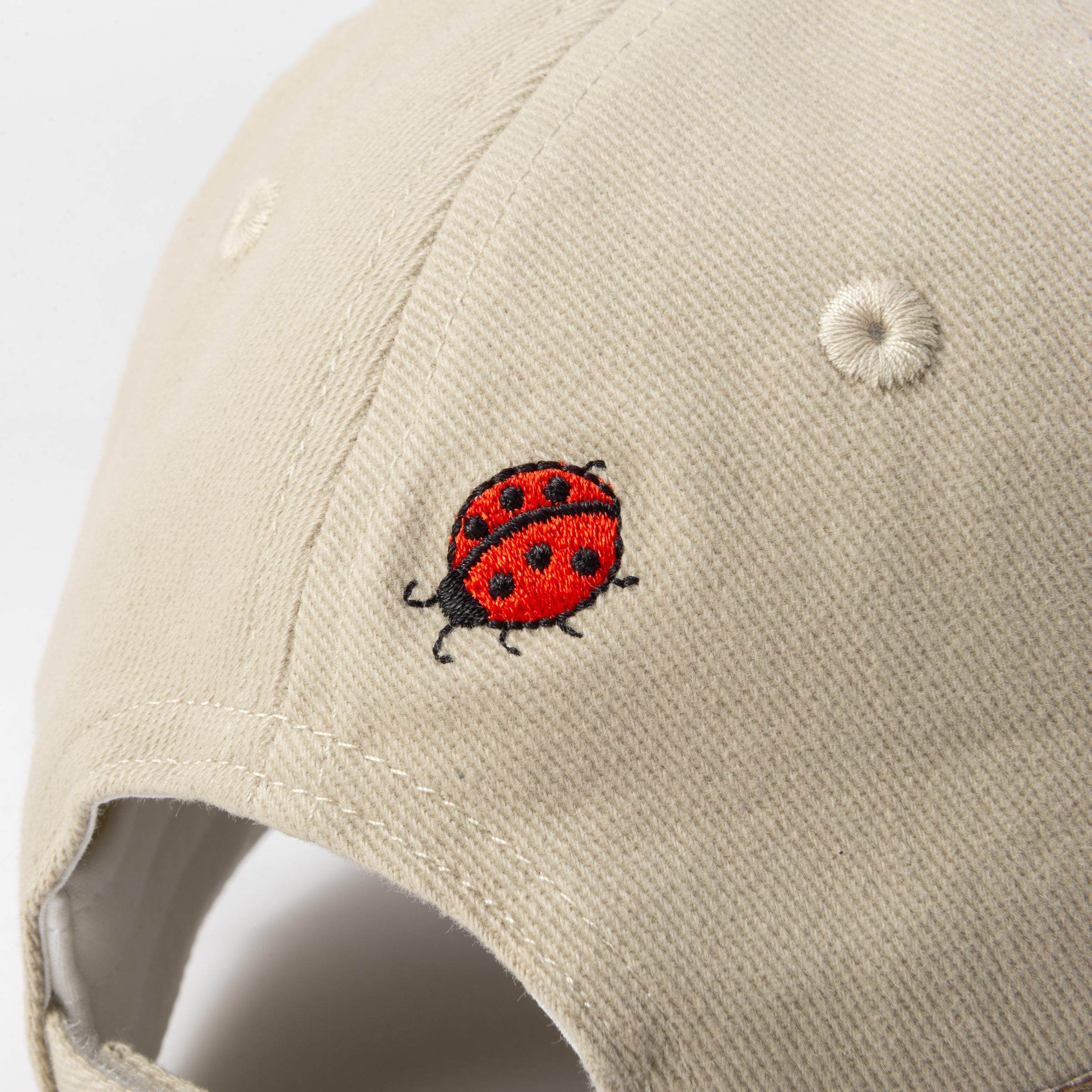 Ladybug Baseball Cap For Kids (age 3-6/7y) For Toddlers And Little Girls, Natural Cotton- Oat Beige