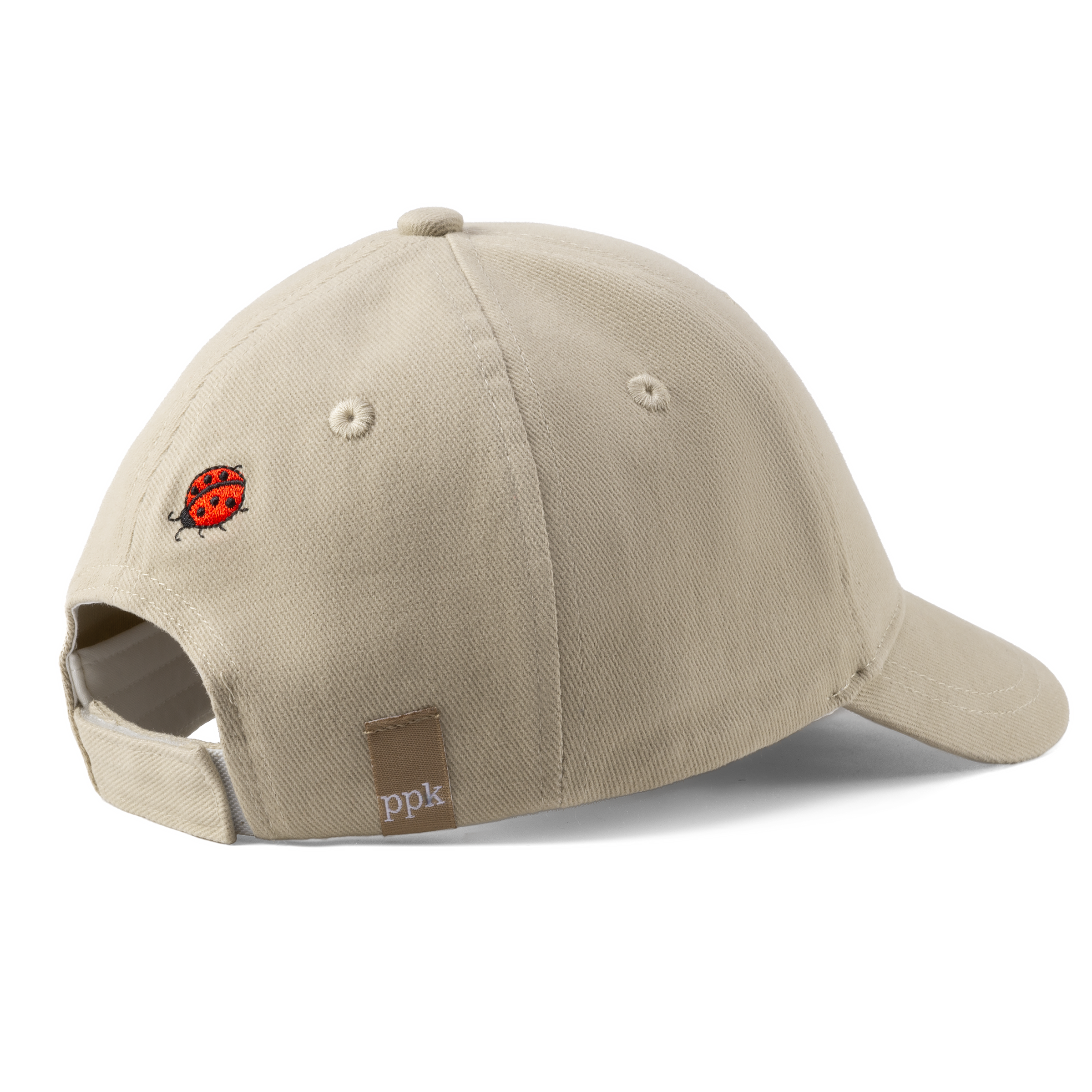 Ladybug Baseball Cap For Kids (age 3-6/7y) For Toddlers And Little Girls, Natural Cotton- Oat Beige