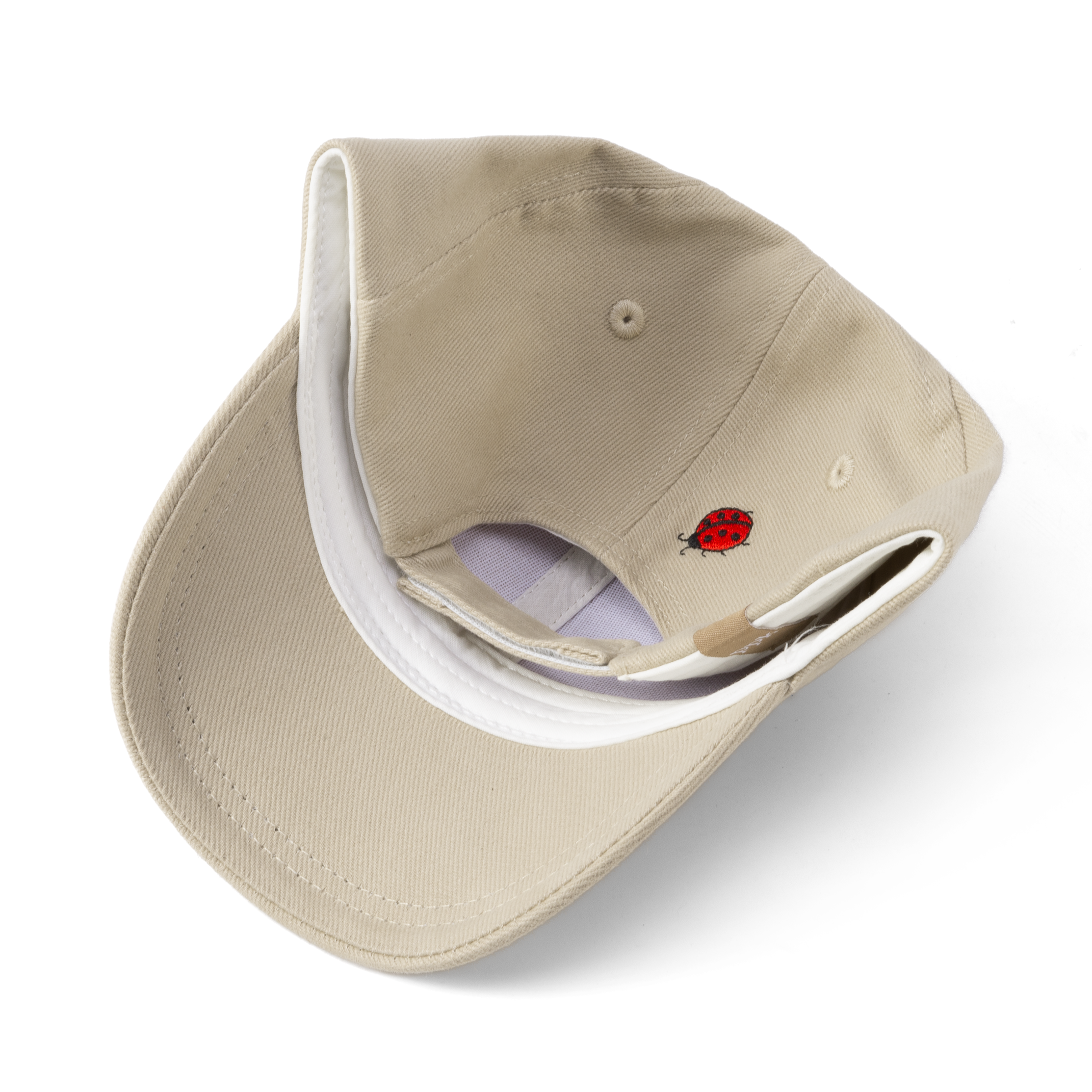 Ladybug Baseball Cap For Kids (age 3-6/7y) For Toddlers And Little Girls, Natural Cotton- Oat Beige