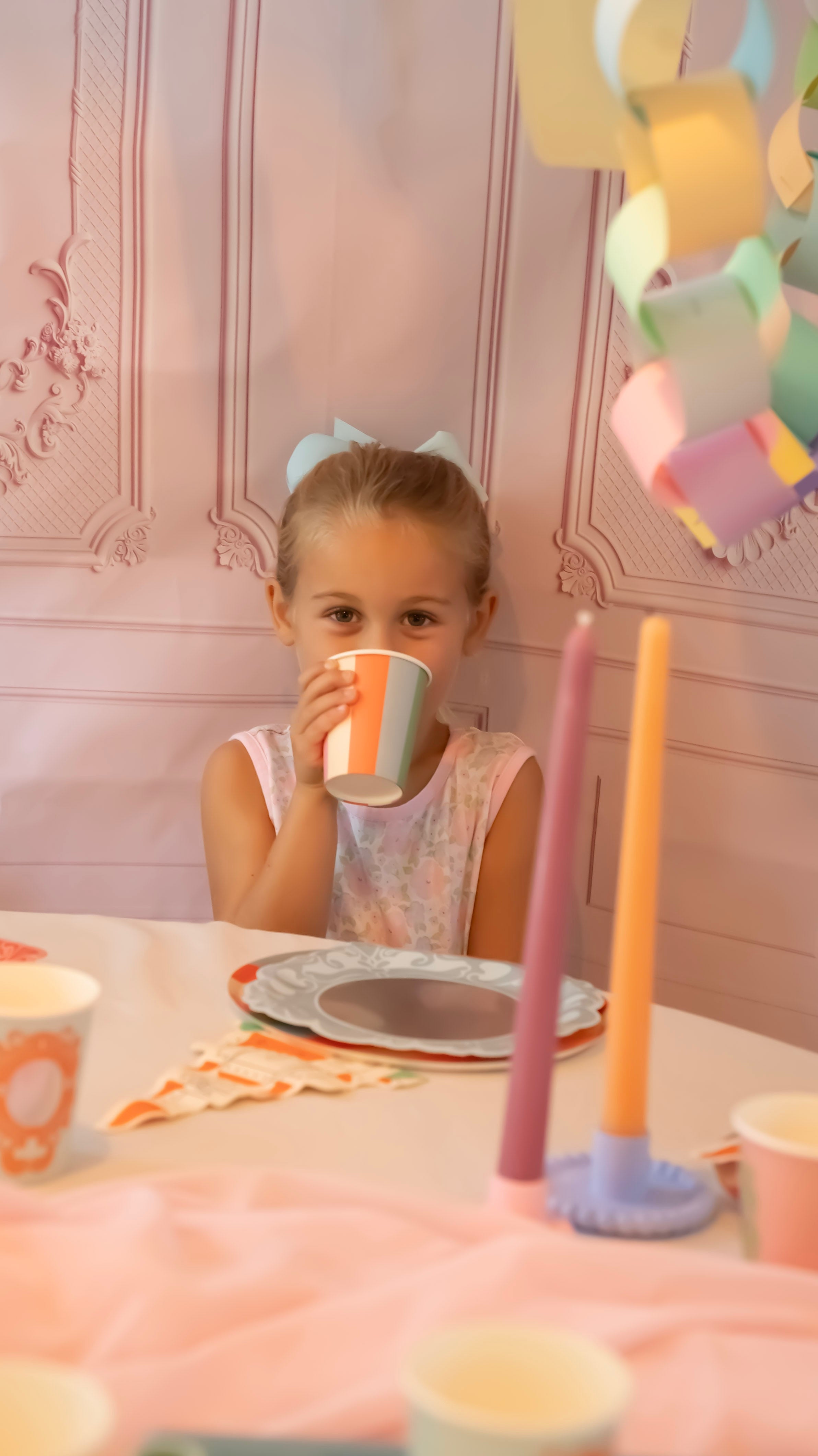 Pastel Striped Paper Cups (x12) | Colorful Retro Party Cups | Pop Party Supplies