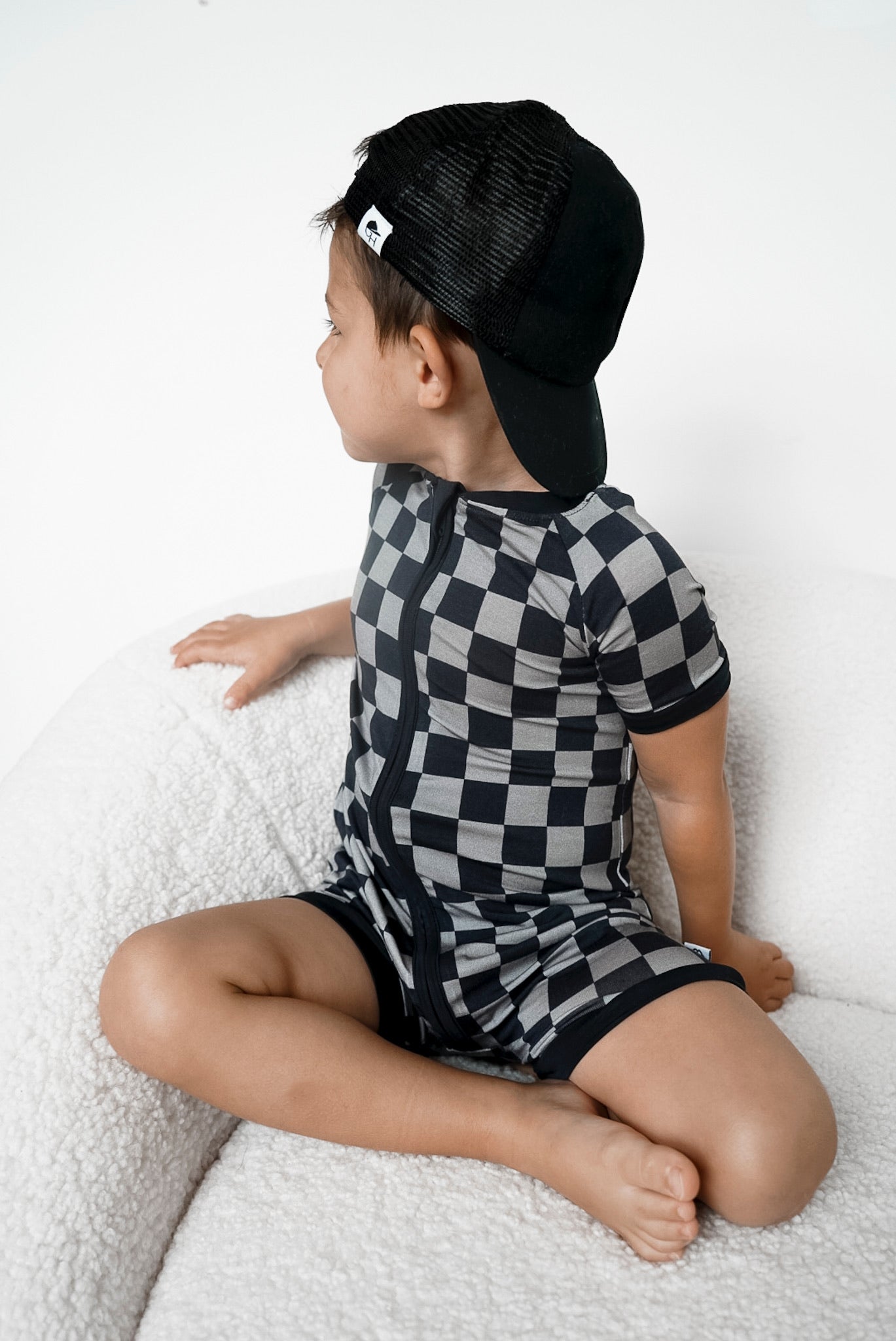 Charcoal Checkers Dream Shortie