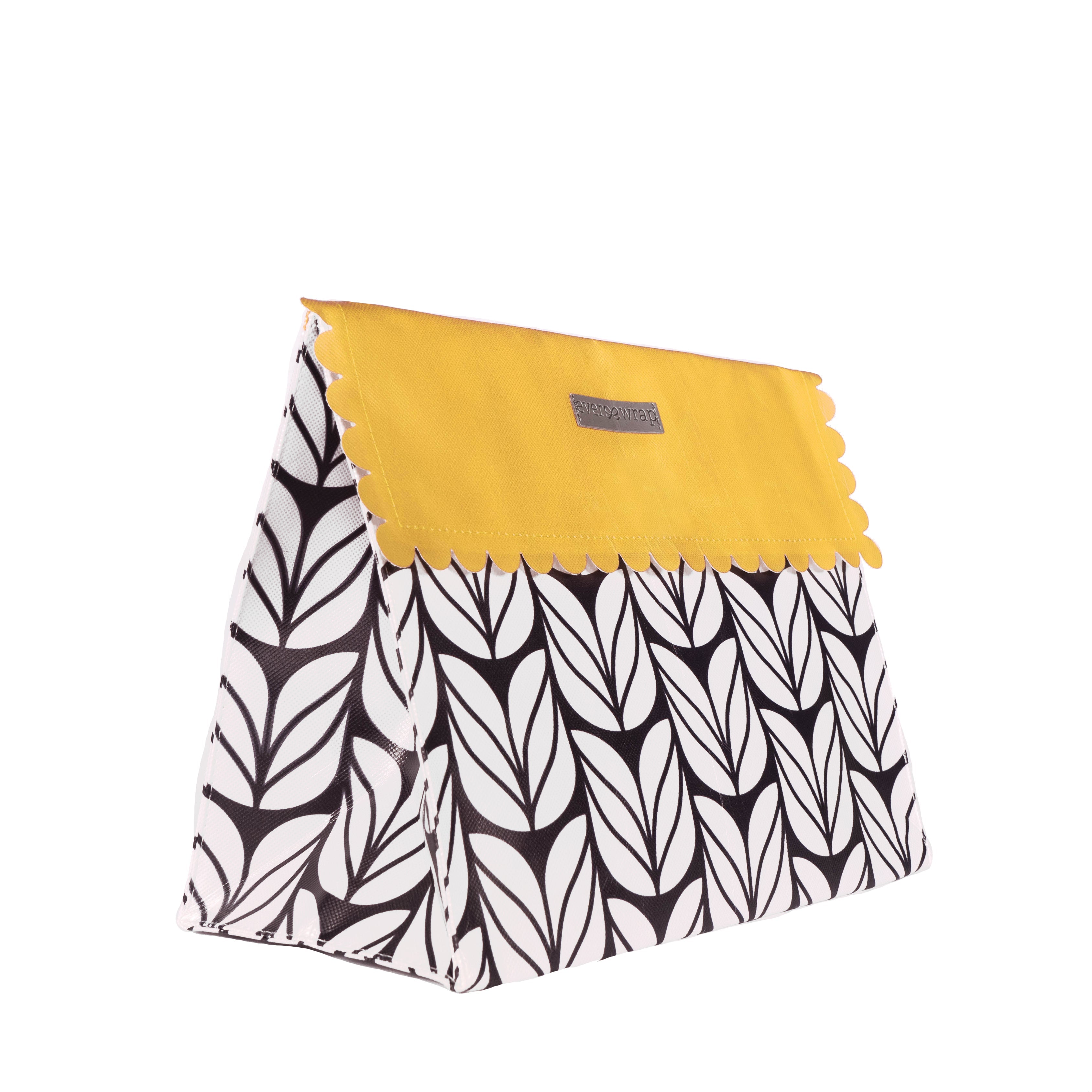 Everenvelope: Medium Black, White, & Marigold Reusable Gift Bag With Magnetic Closure (reusable Gift Wrap Bags – Sustainable, Foldable, Eco-friendly)