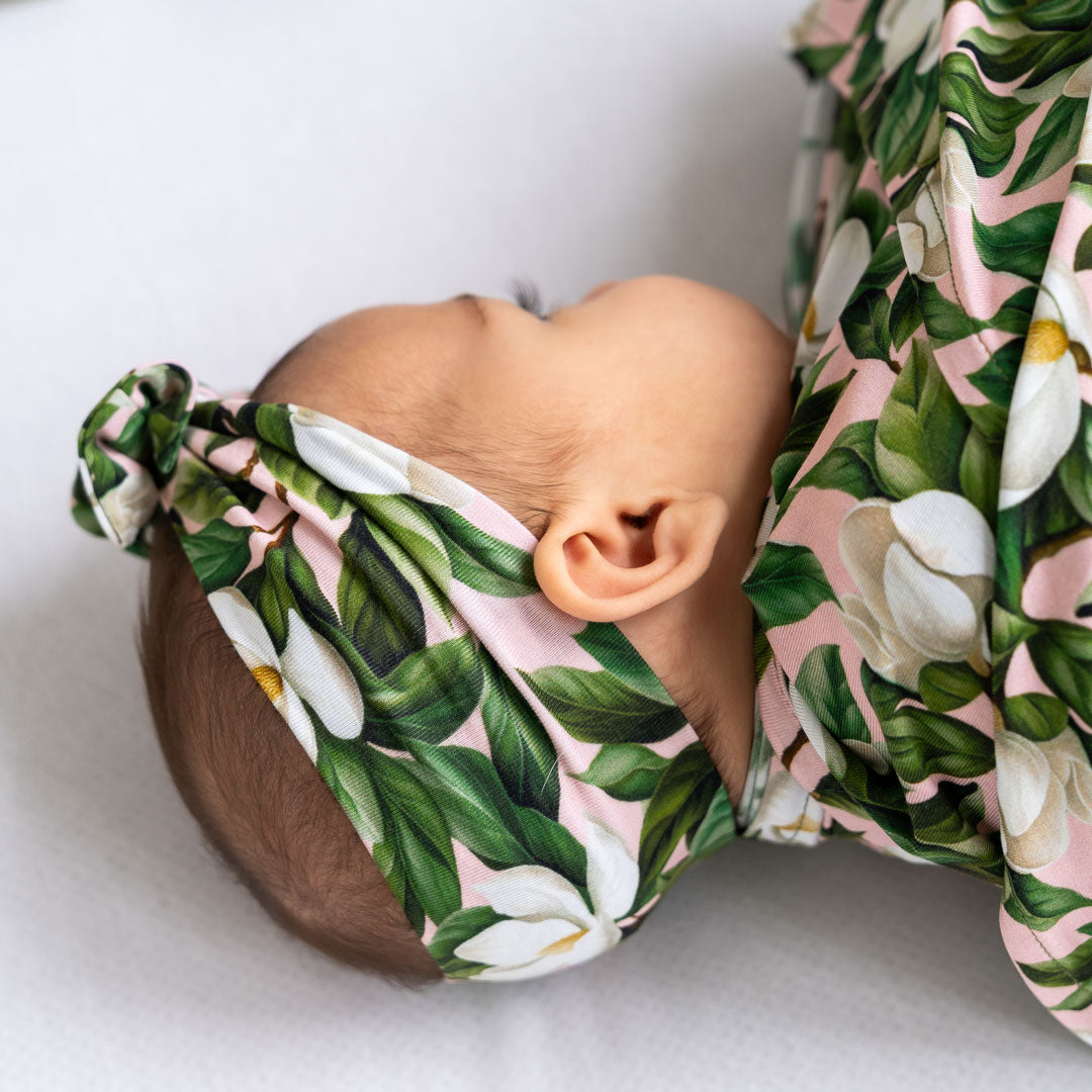 Magnolia Bamboo Swaddle + Headband Set