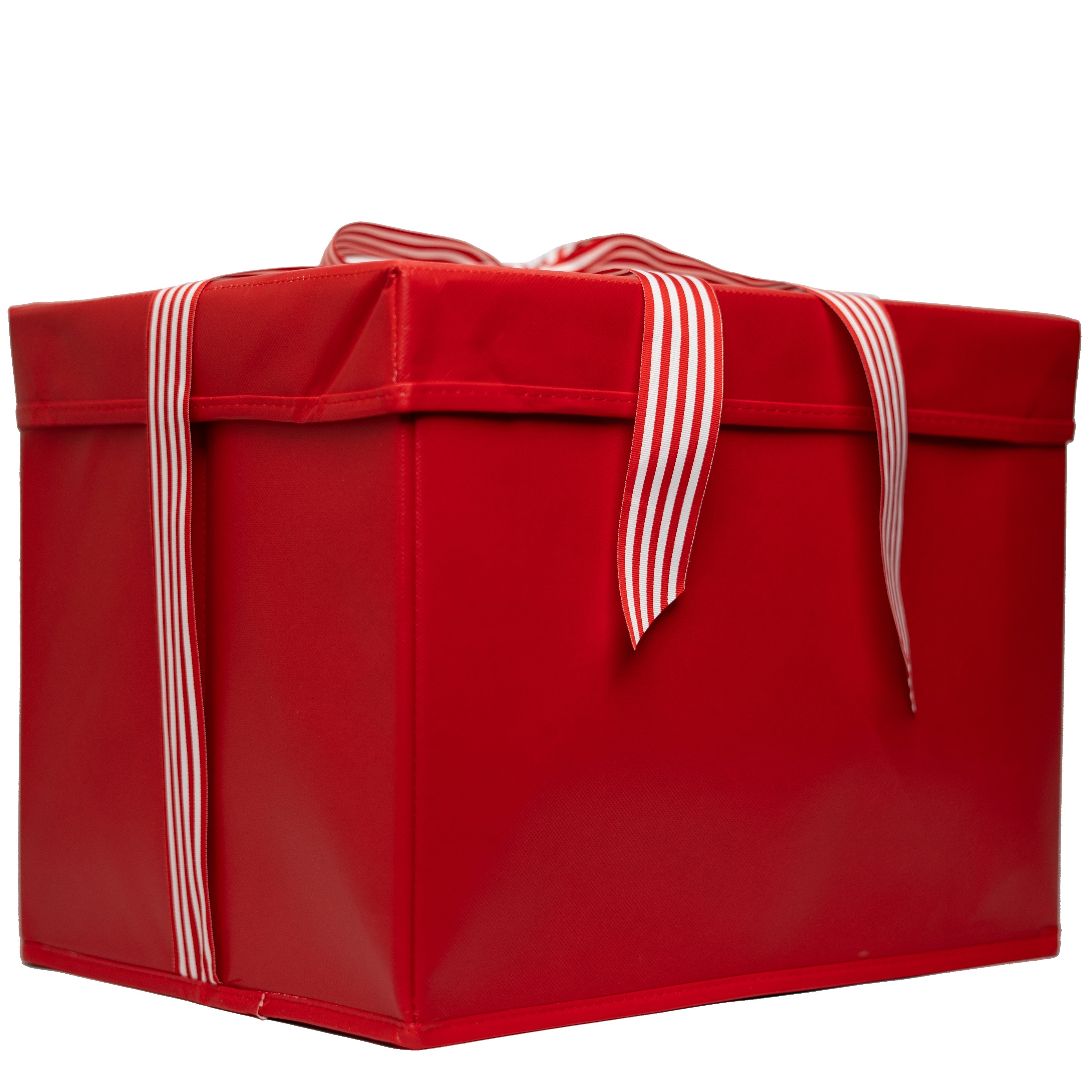 Everbox: Extra Large Red Collapsible Gift Box With White Grosgrain Ribbon Attached