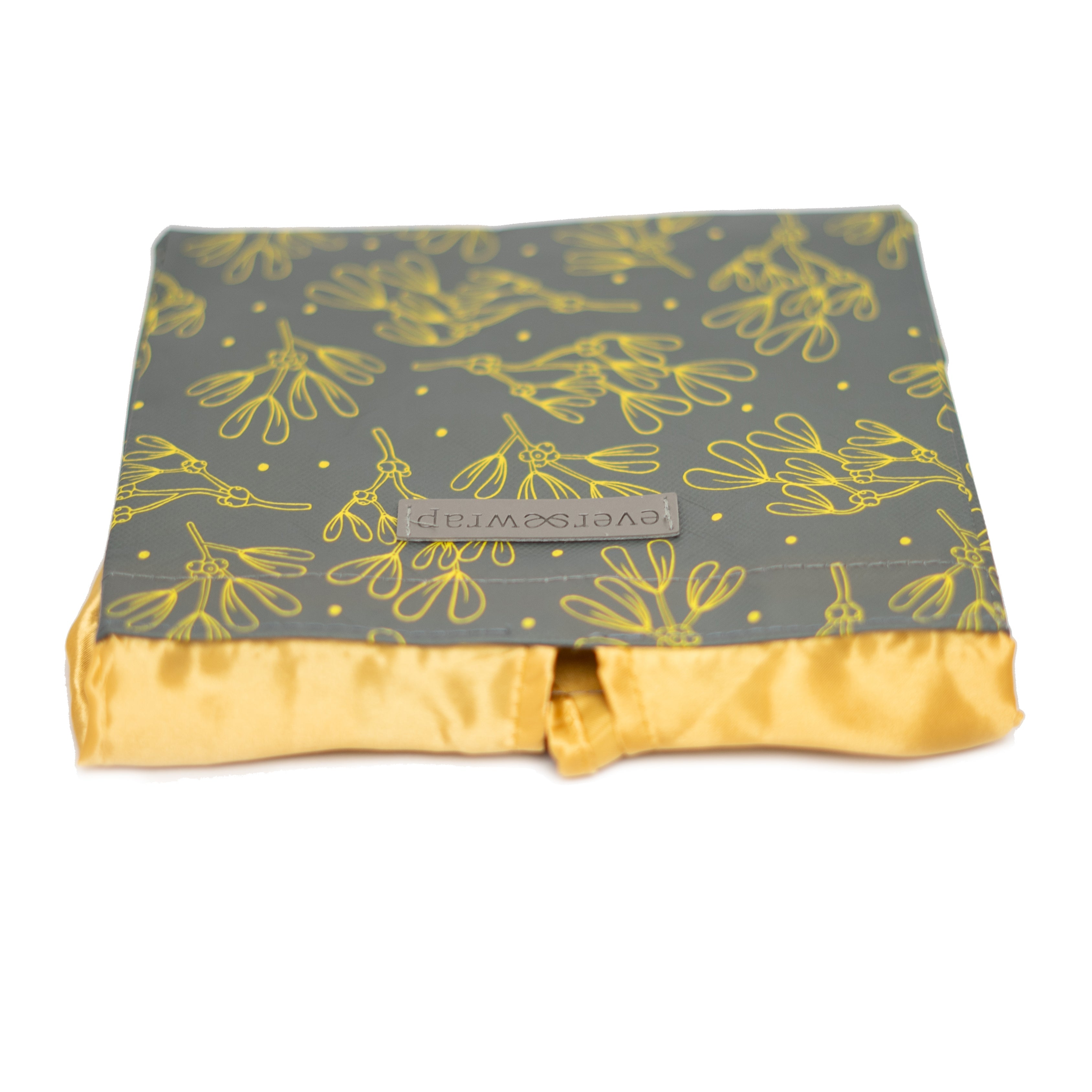 Everbag: Small Grey And Gold Floral Print With Gold Satin Bow