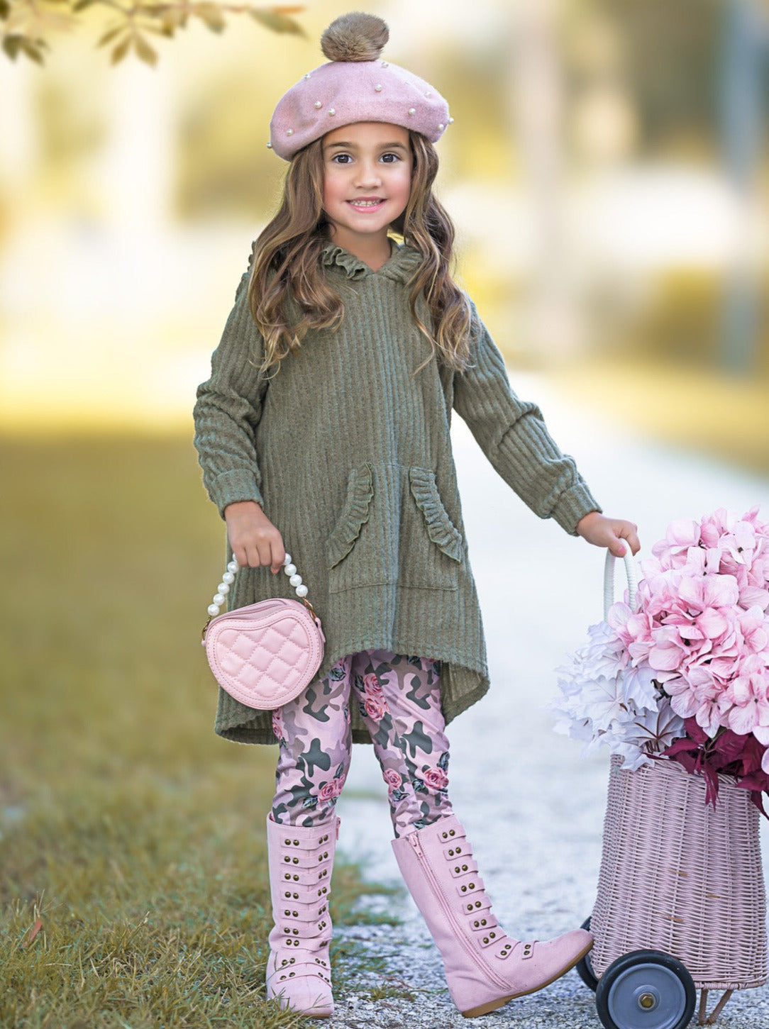 Cozy Woodland Hooded Tunic And Camouflage Legging Set