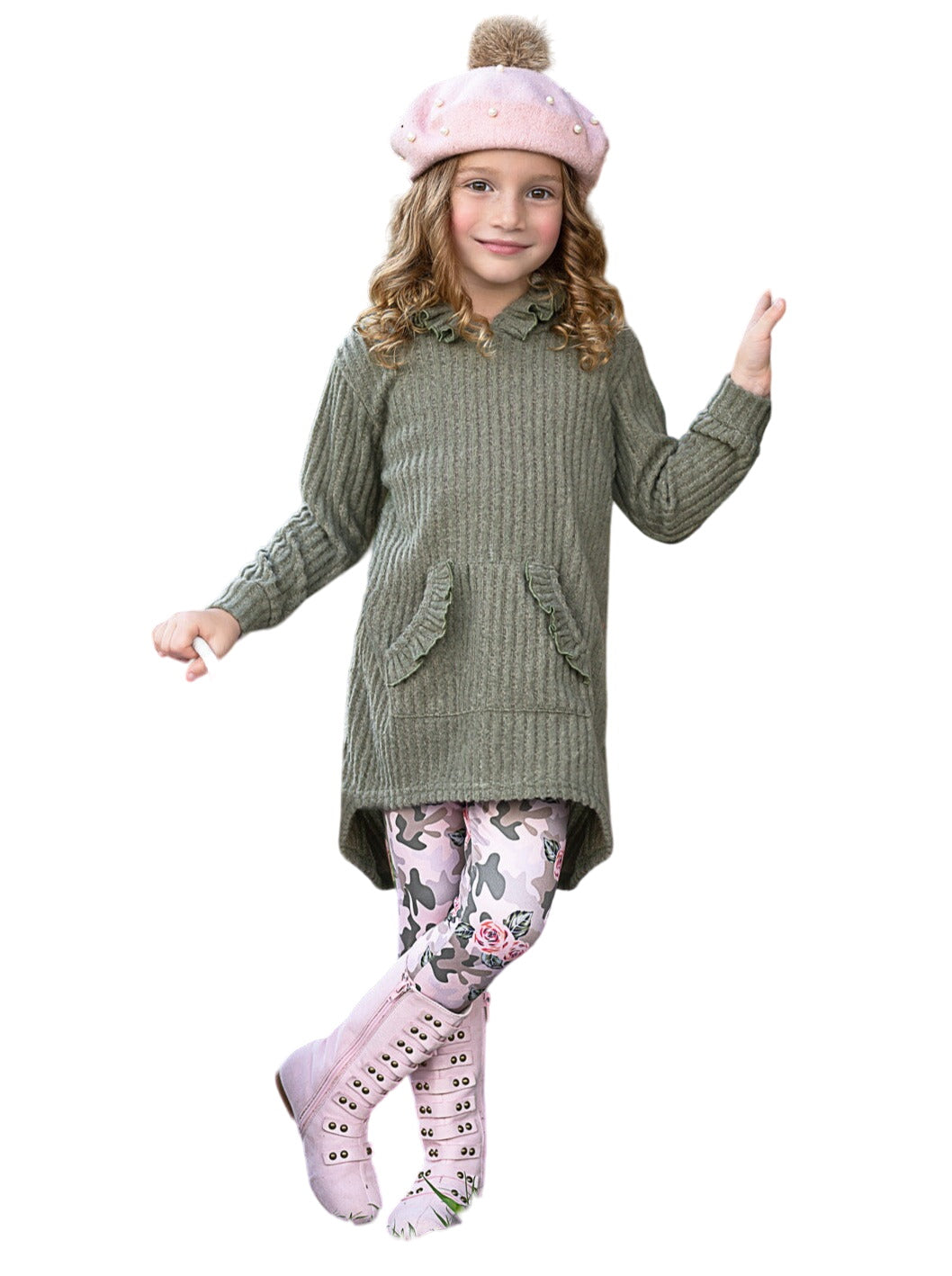 Cozy Woodland Hooded Tunic And Camouflage Legging Set