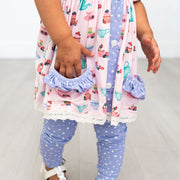 Lillian's Garden Tea Party Short Sleeve Peplum + Legging Set