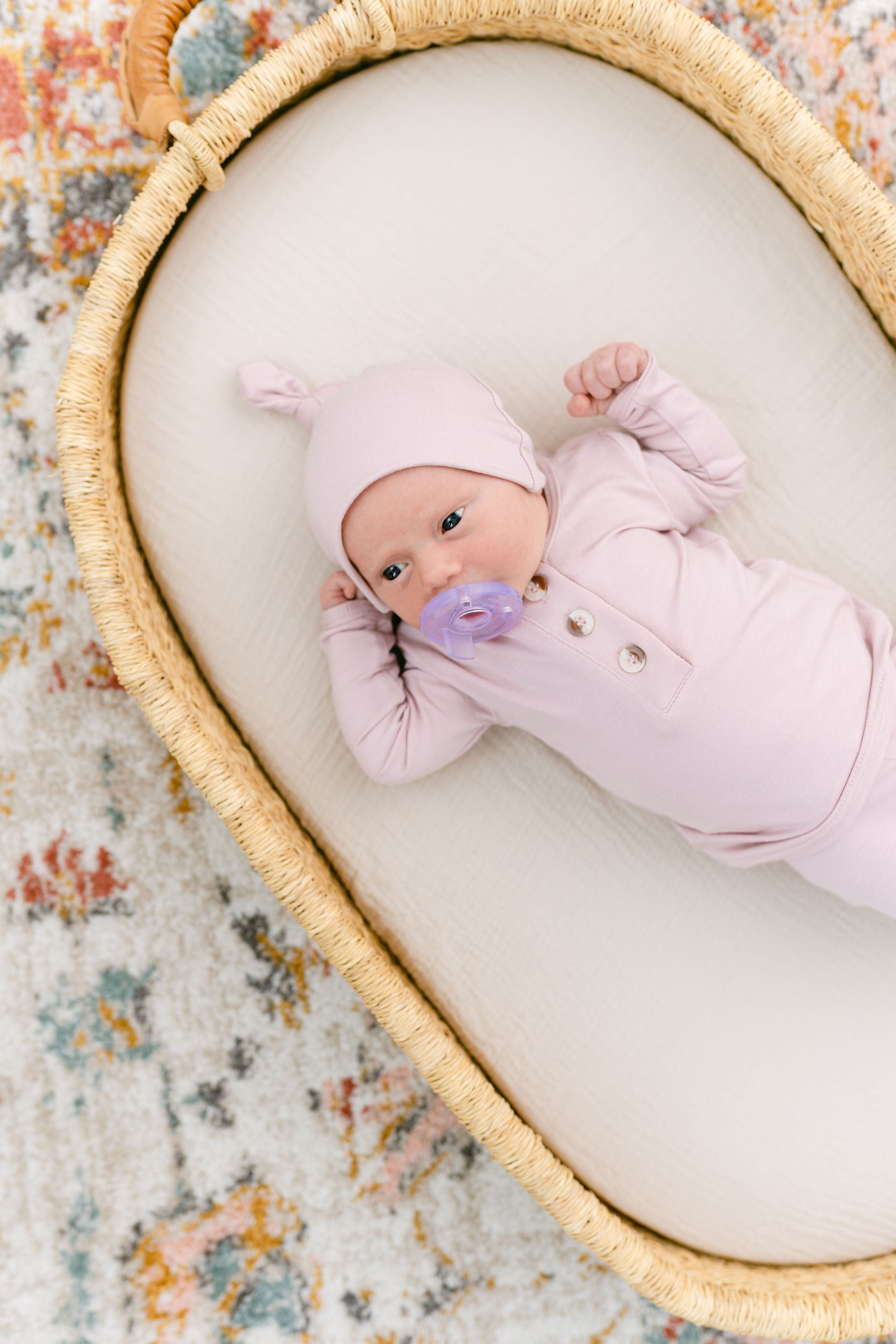 Top And Bottom Outfit, Hat And Headband Set (newborn - 12 Months) - Dusty Rose