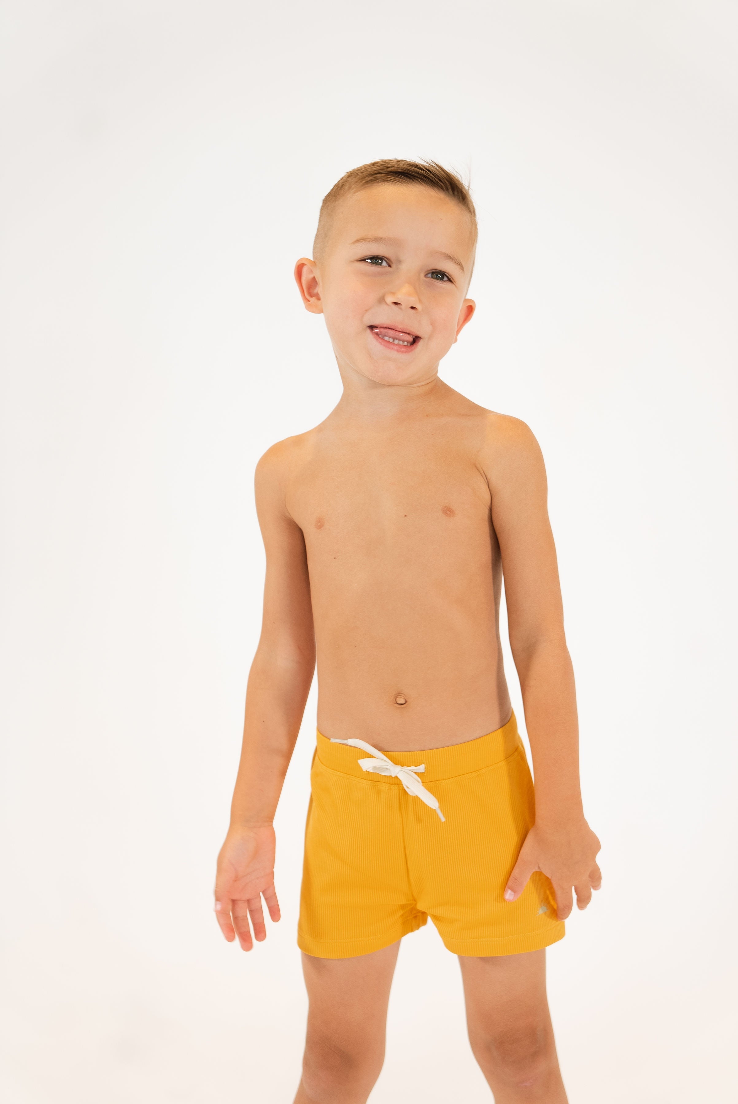 Boy's Euro Short | Yellow Ribbed