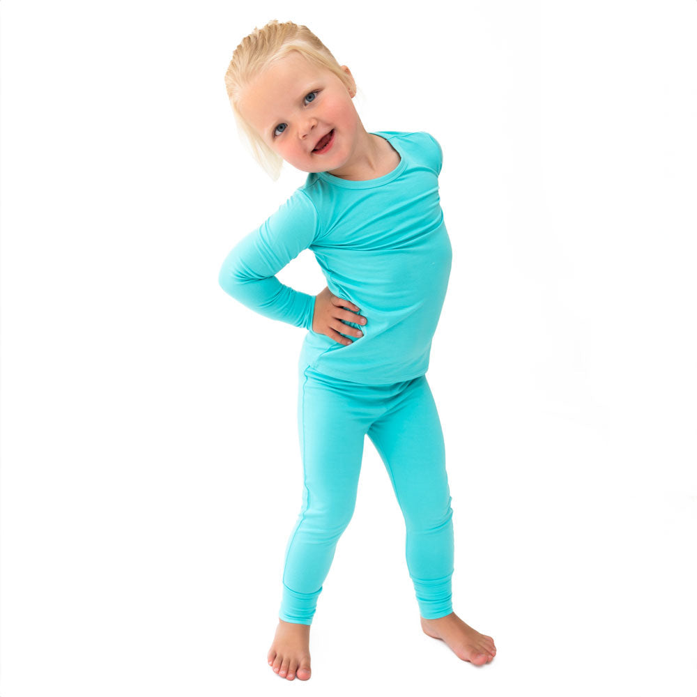 Lagoon Solid Bamboo 2-piece Long Sleeve Set