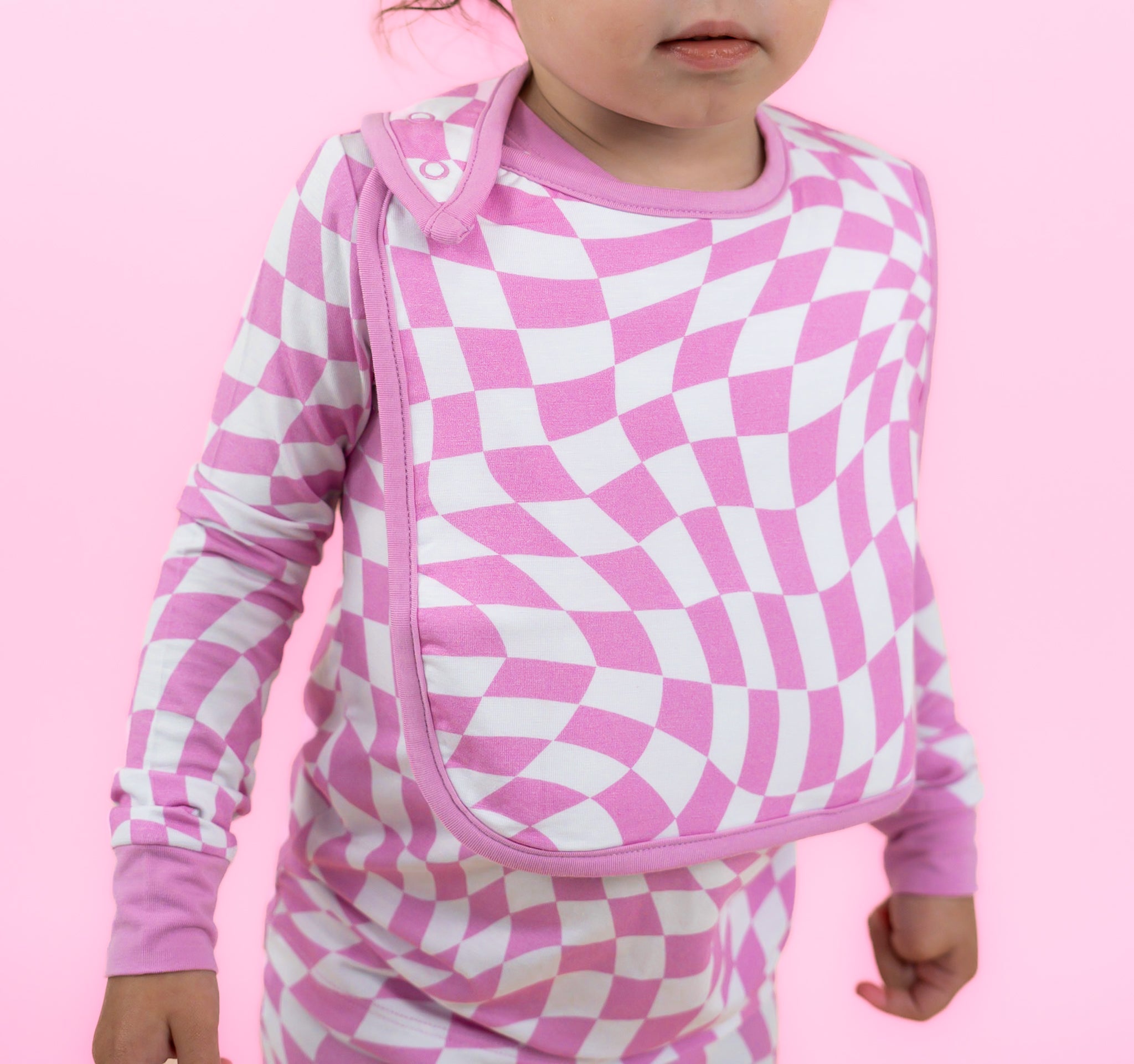 Bubblegum Wavey Checkers Dream Baby Bib