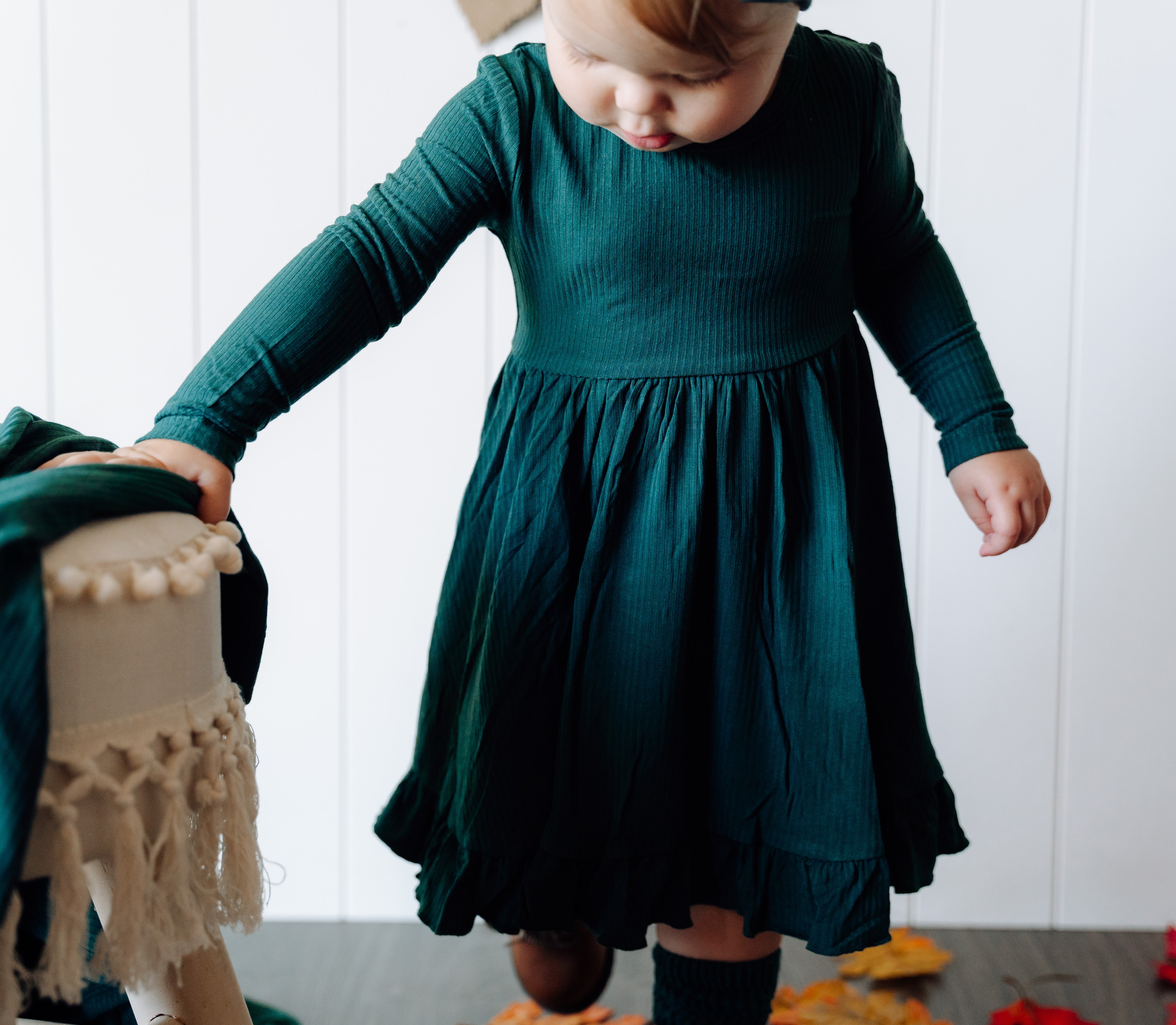 Evergreen Rib Dream Ruffle Dress