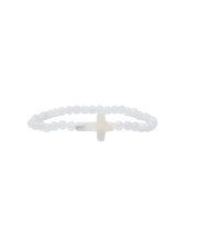 White Small Stone Cross Bracelet