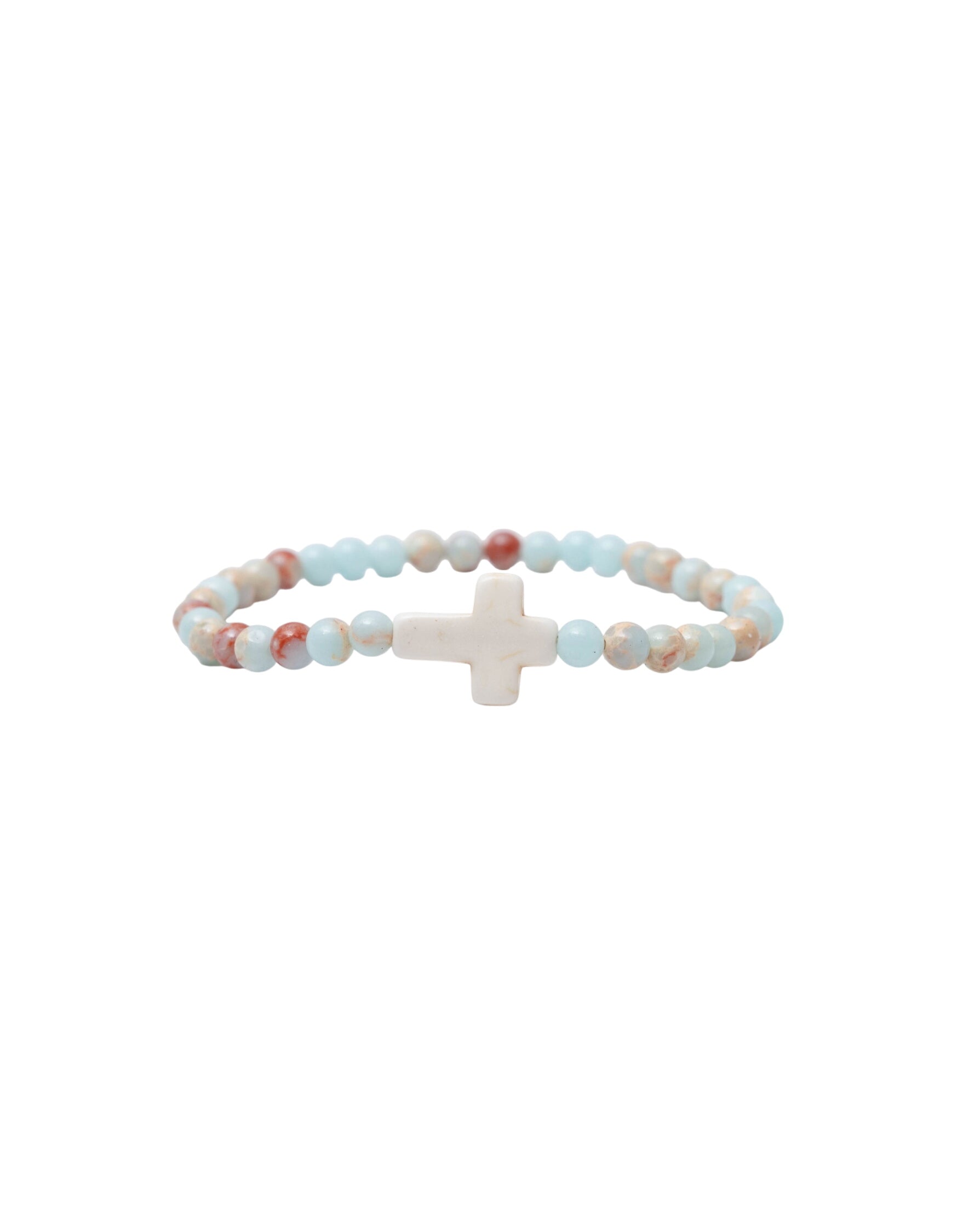 Dainty Small Stone Cross Bracelet