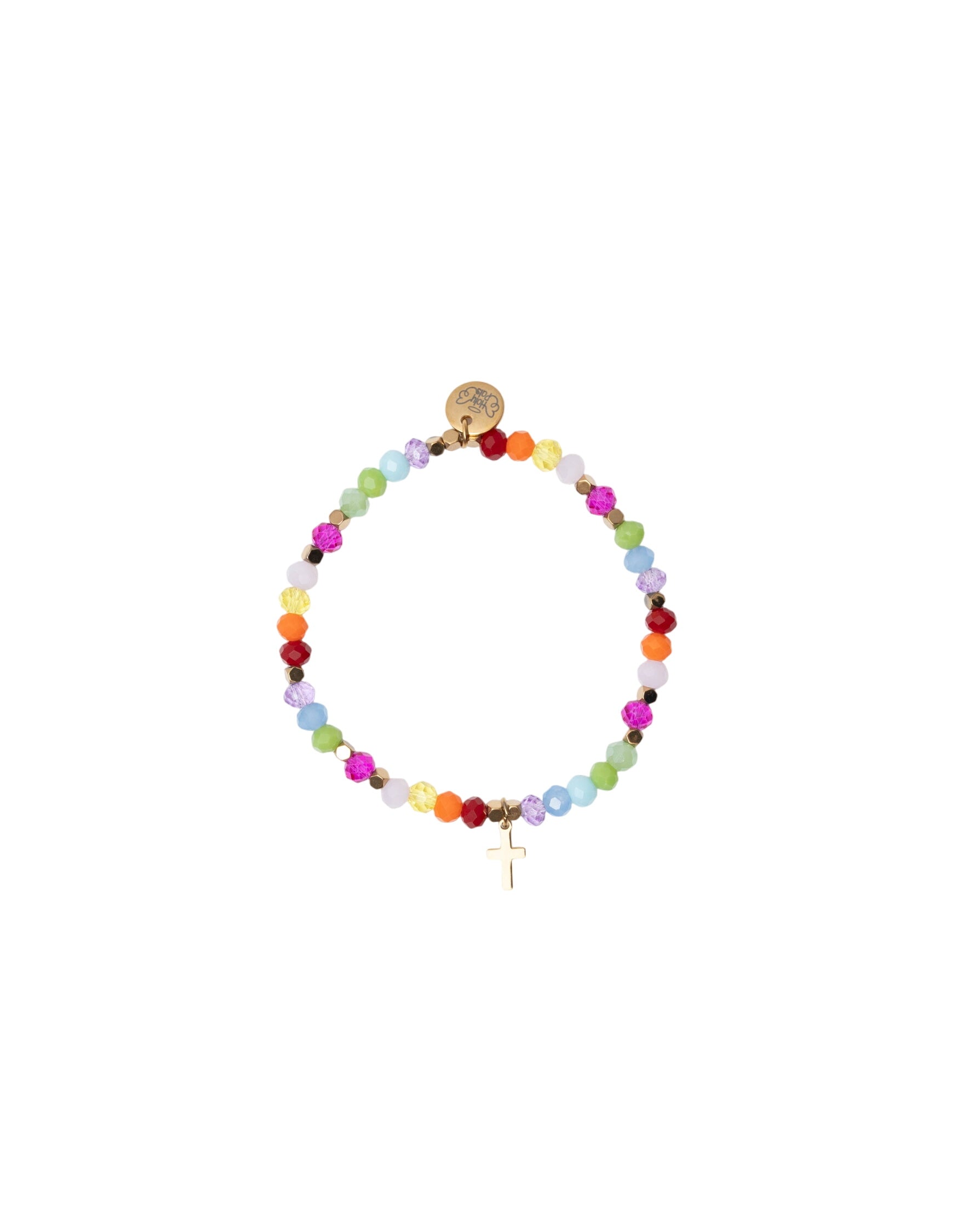 Gold Cross Charm Rose Bracelet