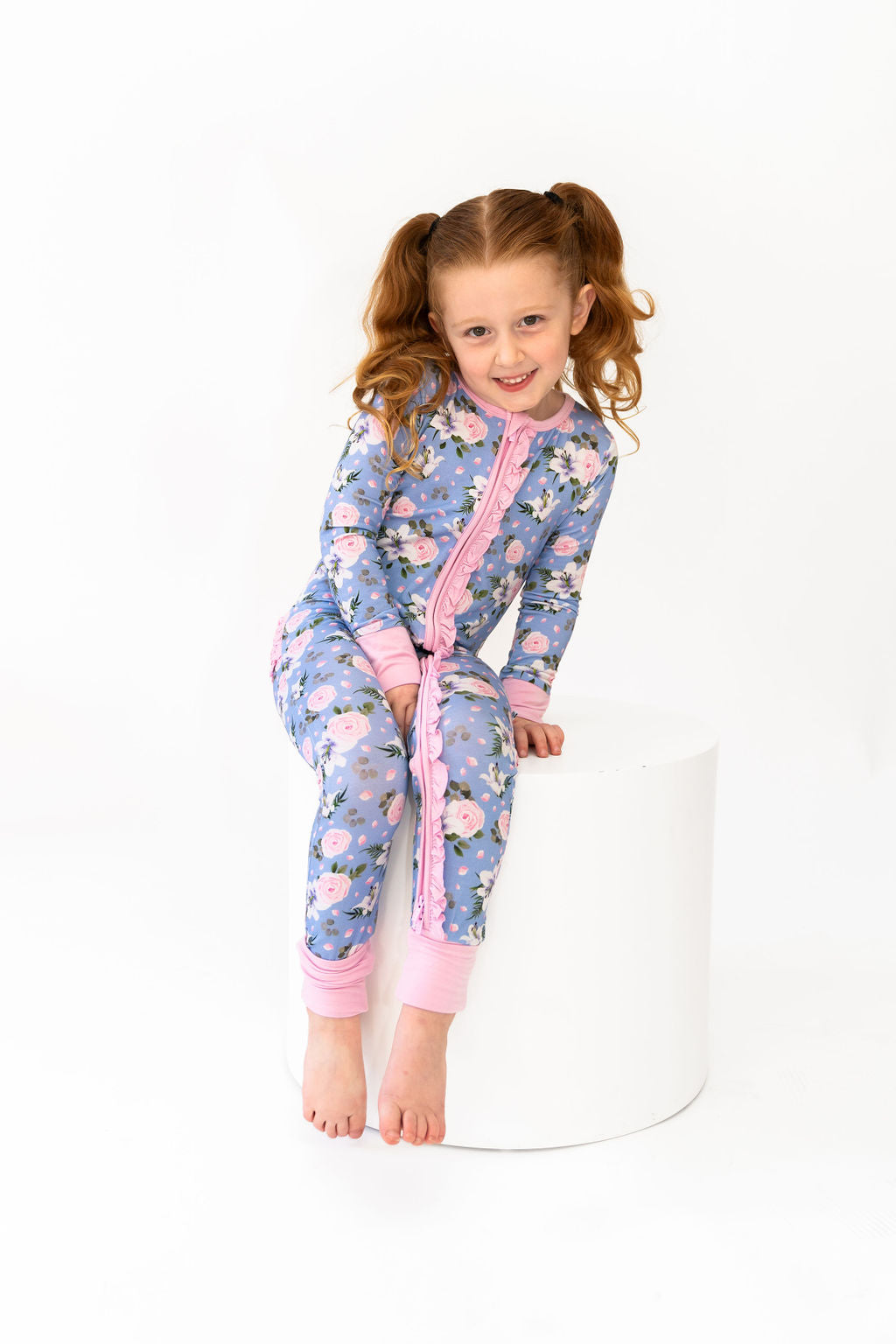 Lillian Floral Bamboo Ruffle Convertible Footie (2t-4t)