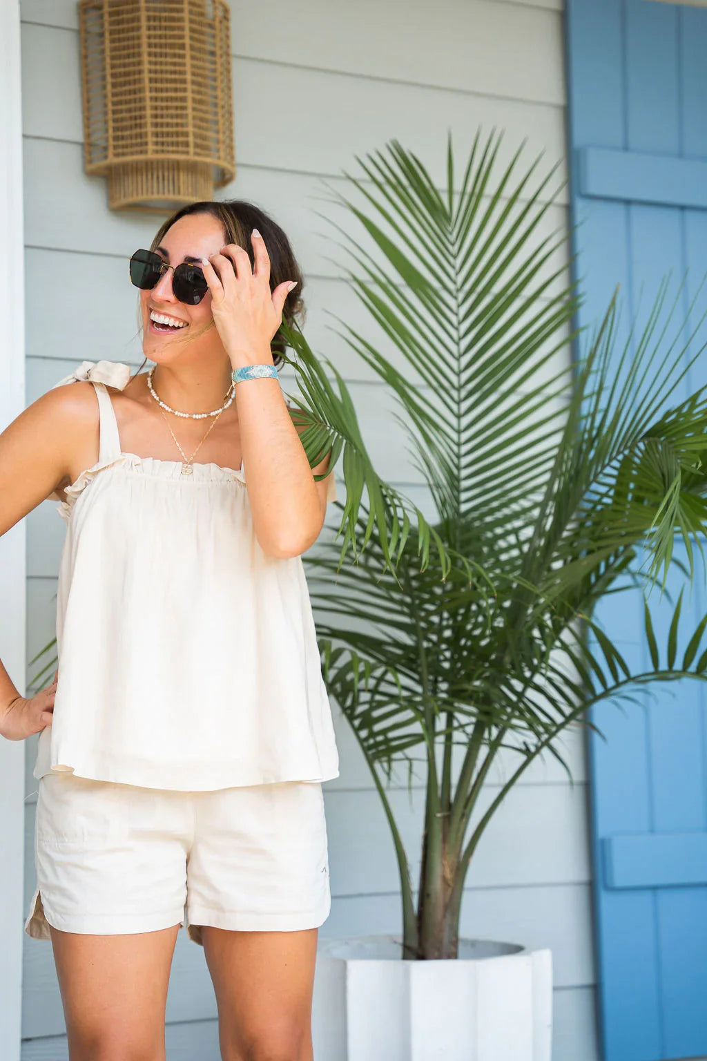 Women's Bamboo Breeze Tie-shoulder Top Sand Dollar