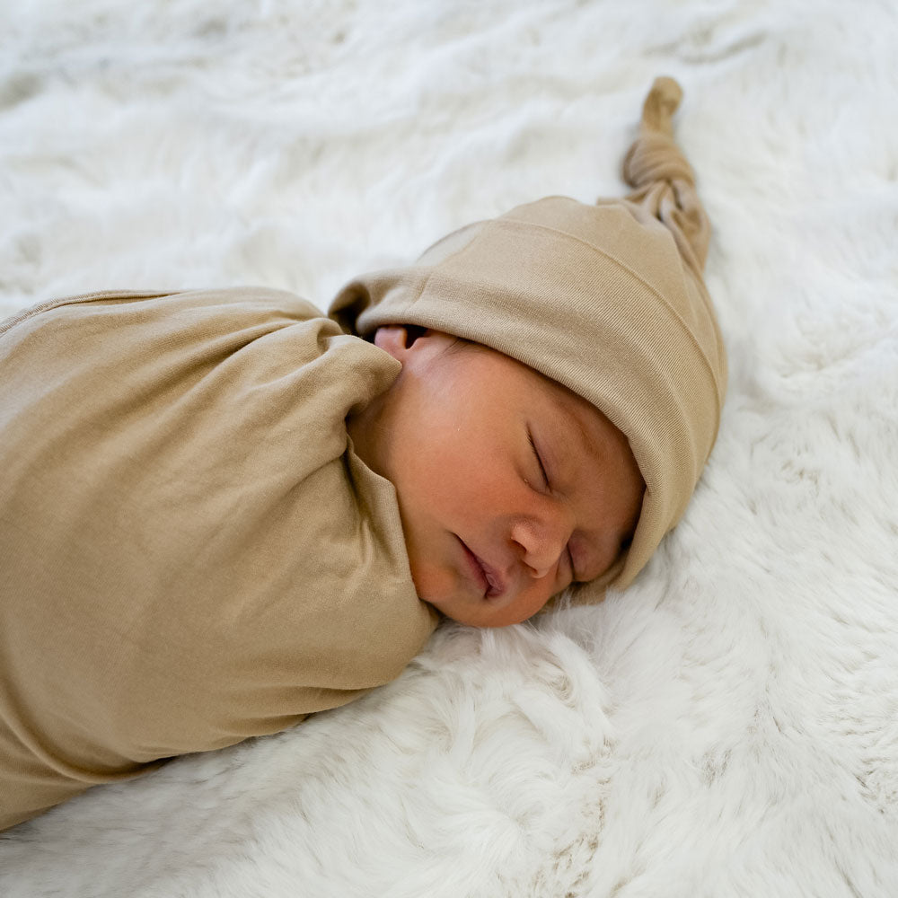 Tan Swaddle + Hat Set