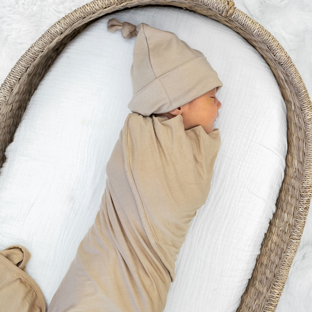 Tan Swaddle + Hat Set