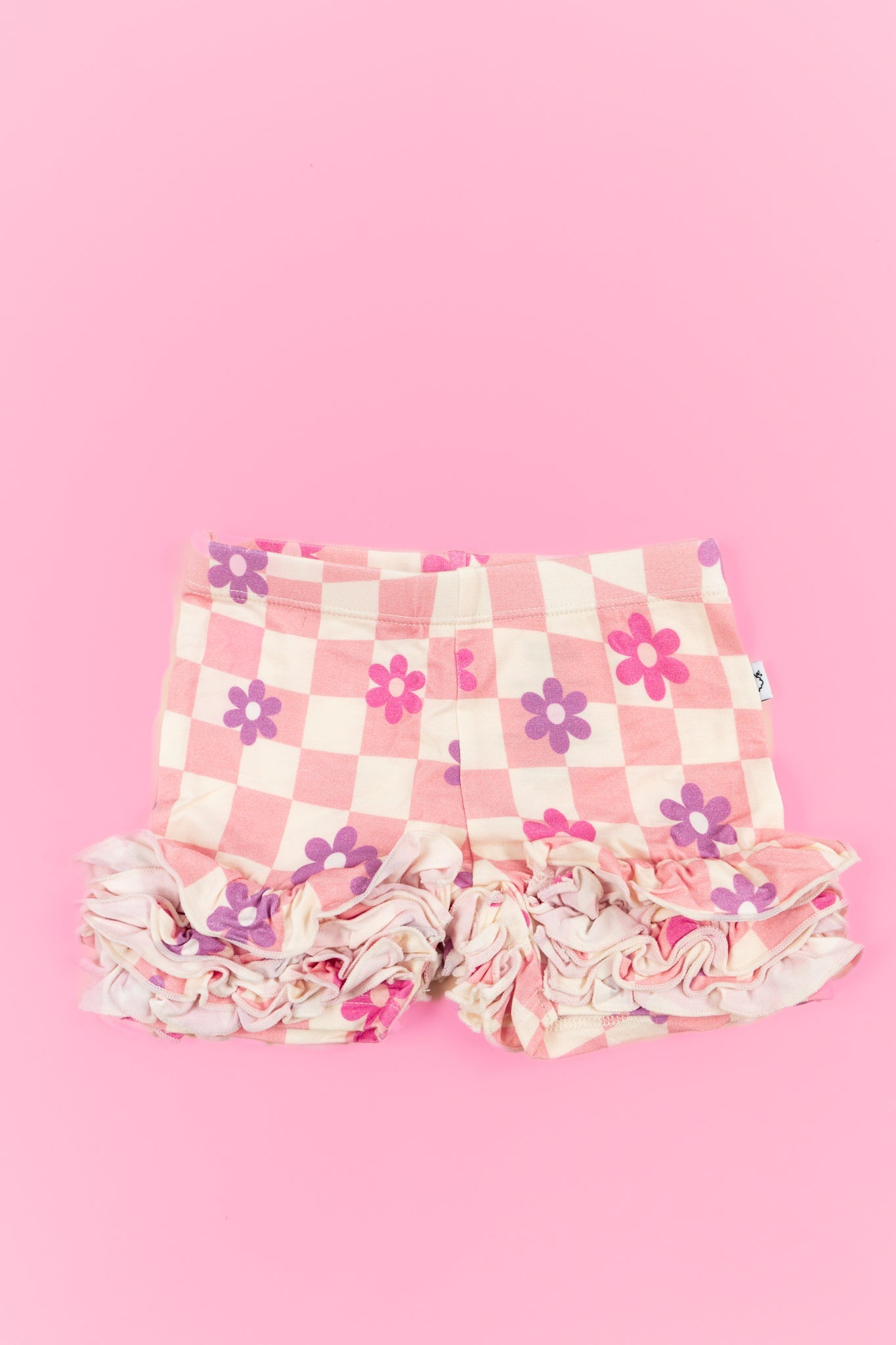 Baby Ruffle Shorts - Pink Daisy Check - Dream Big Little Co