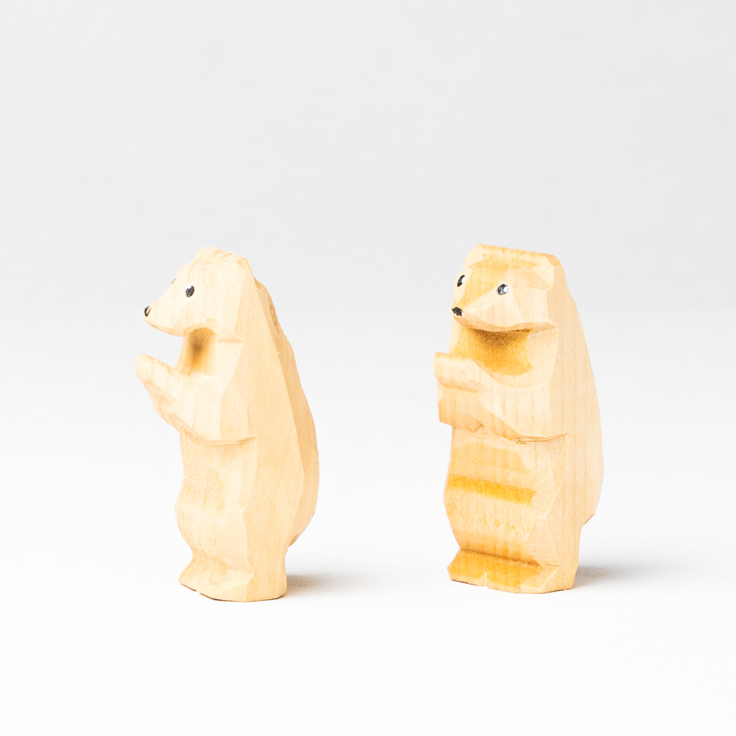 Hand-carved Wooden Cubs Figurines Set Of 2