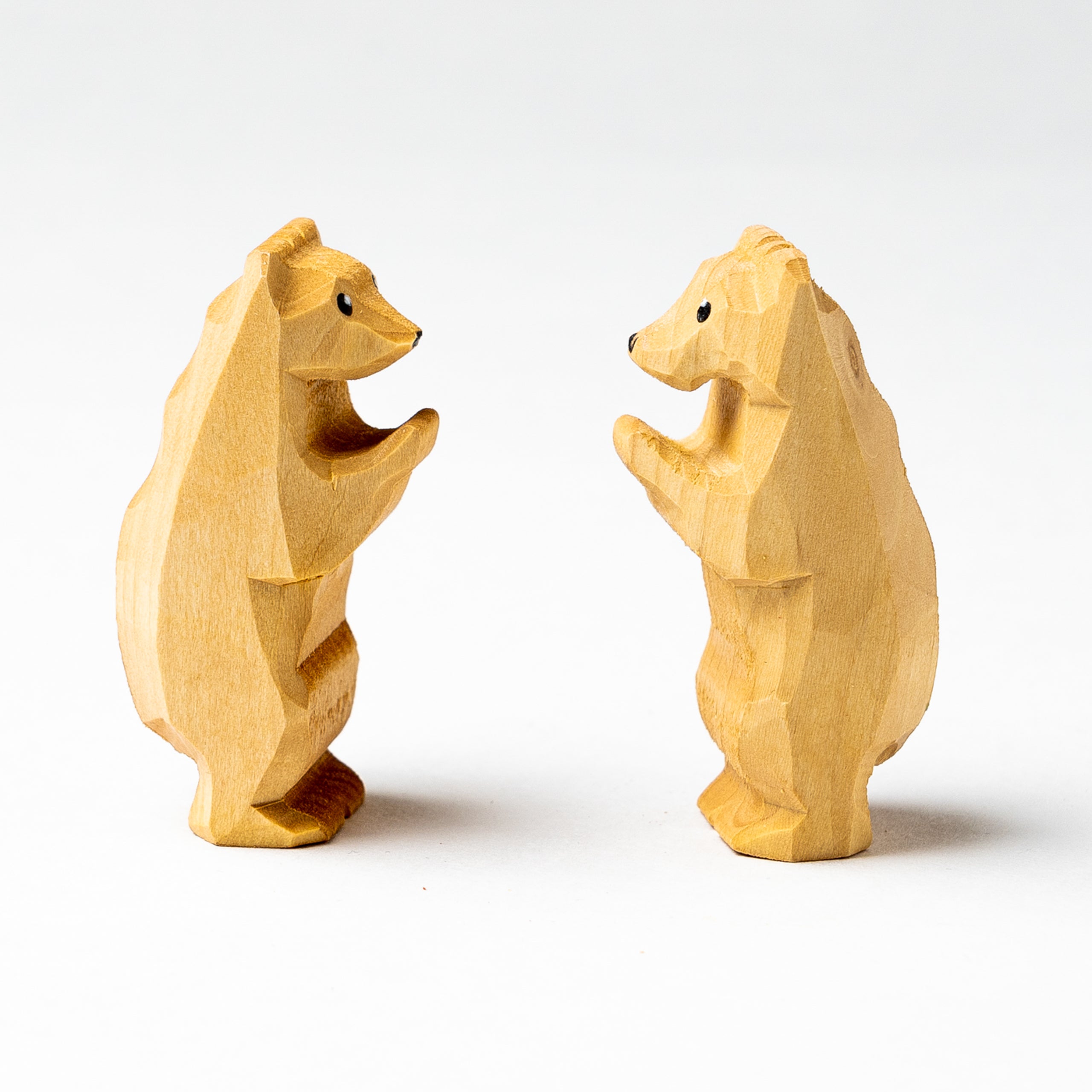 Hand-carved Wooden Cubs Figurines Set Of 2