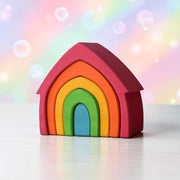 5 Pcs Stained Rainbow Wooden Stacking House