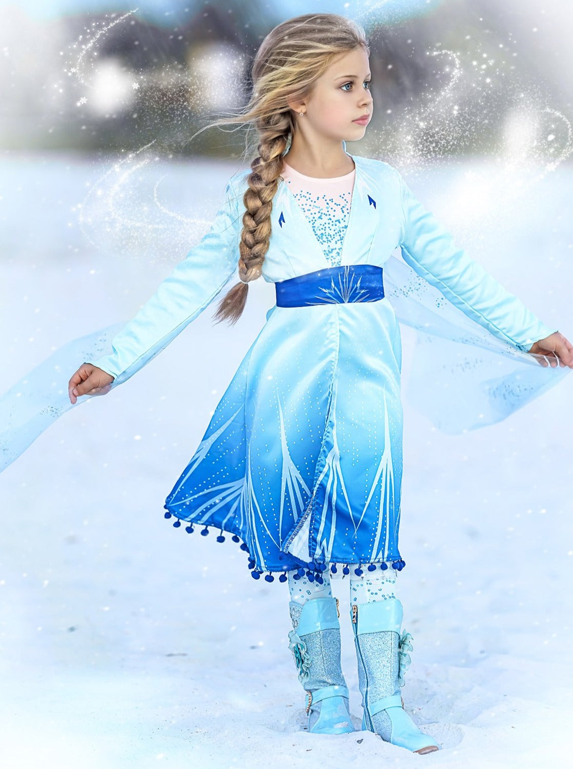 Girls Snow Queen Sparkle Costume Dress