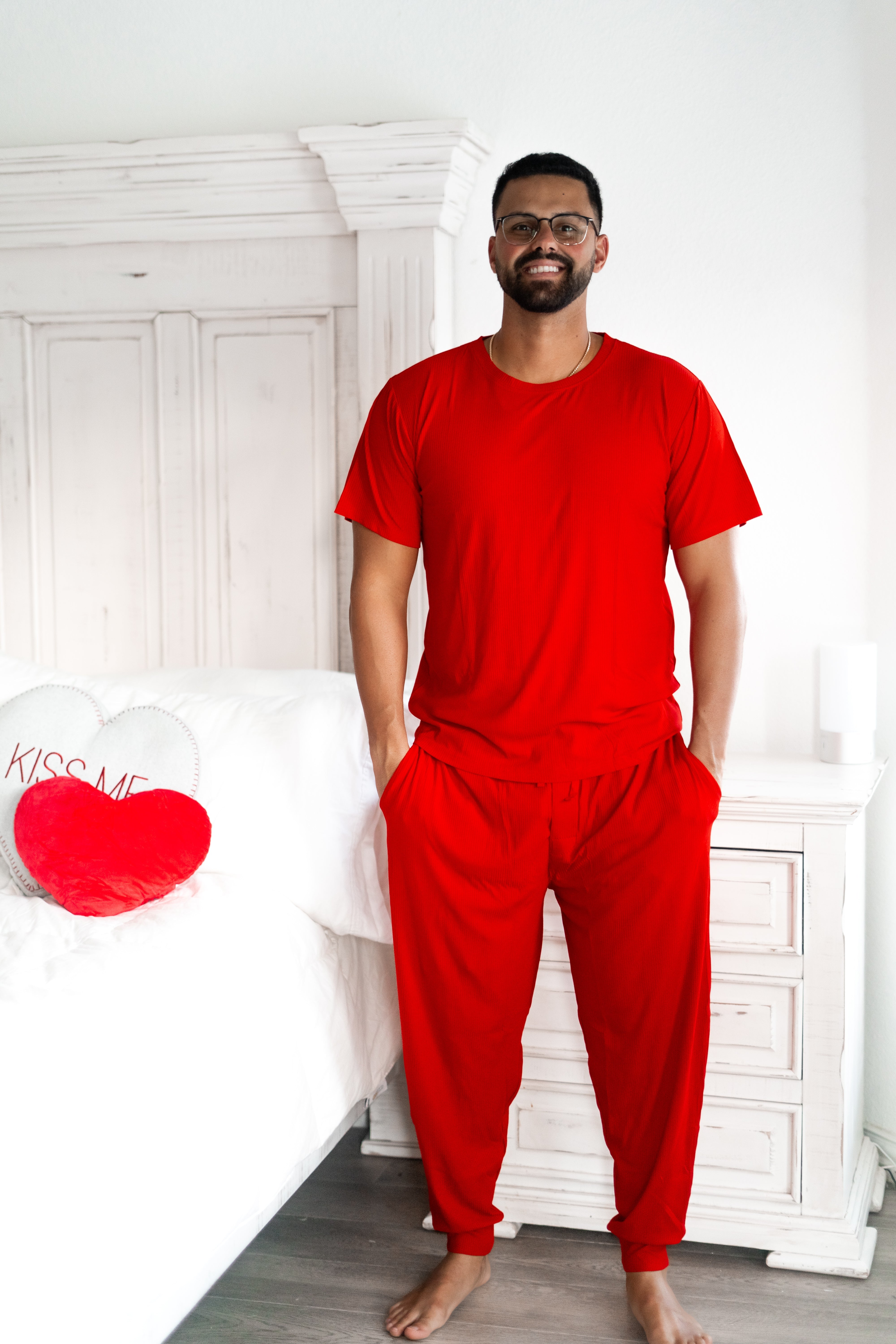 Red Rib Men's Dream Jogger Set